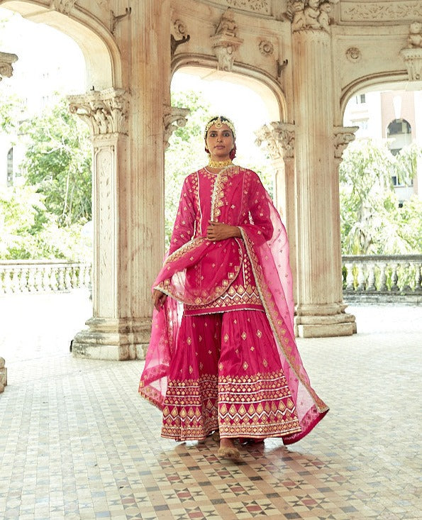 Shiddat Sharara Set Rani Pink
