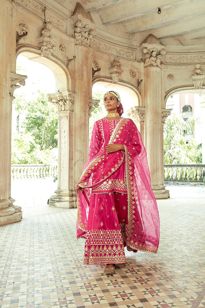 Shiddat Sharara Set Rani Pink