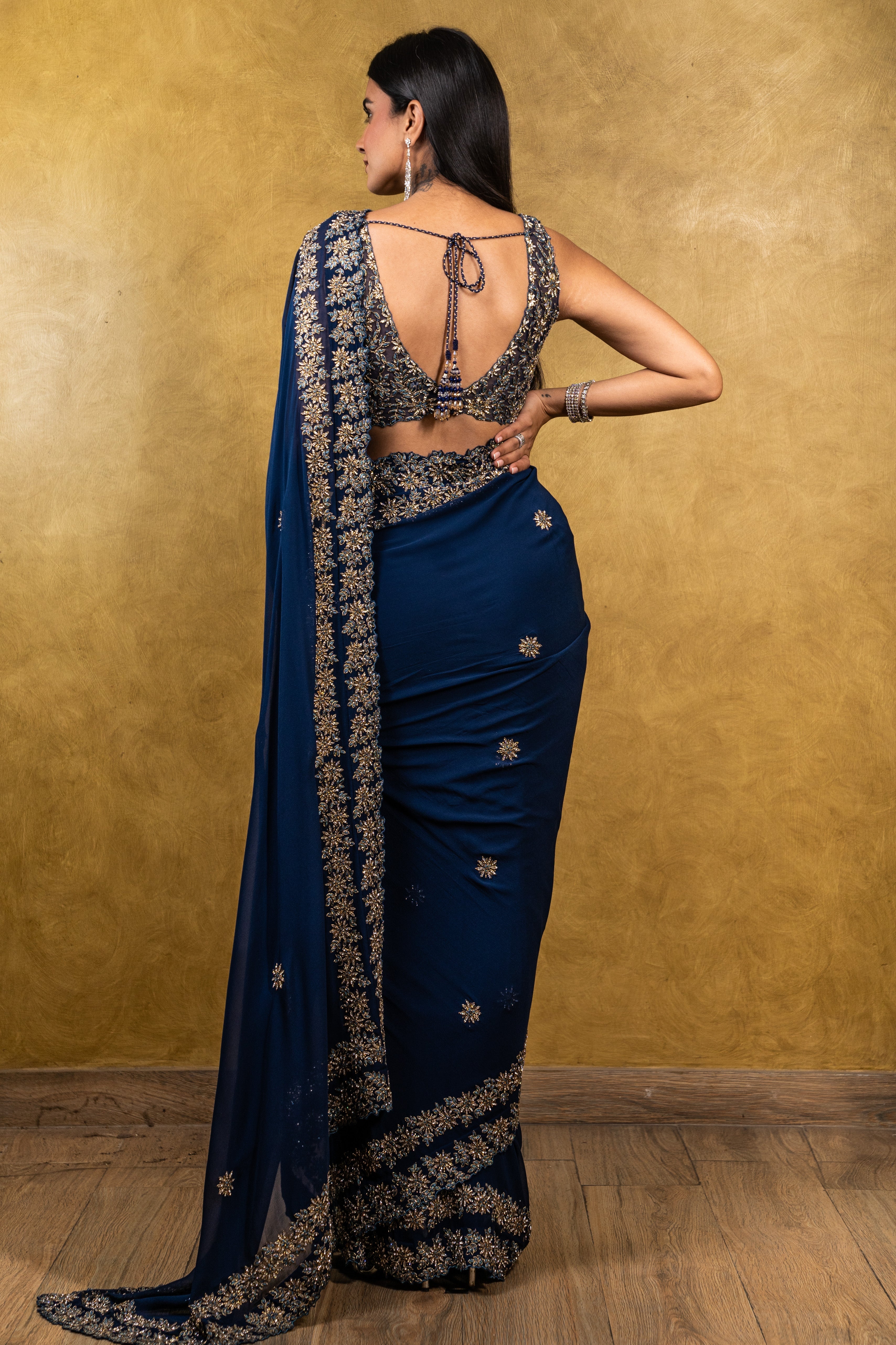 Midnight Blue Georgette Saree