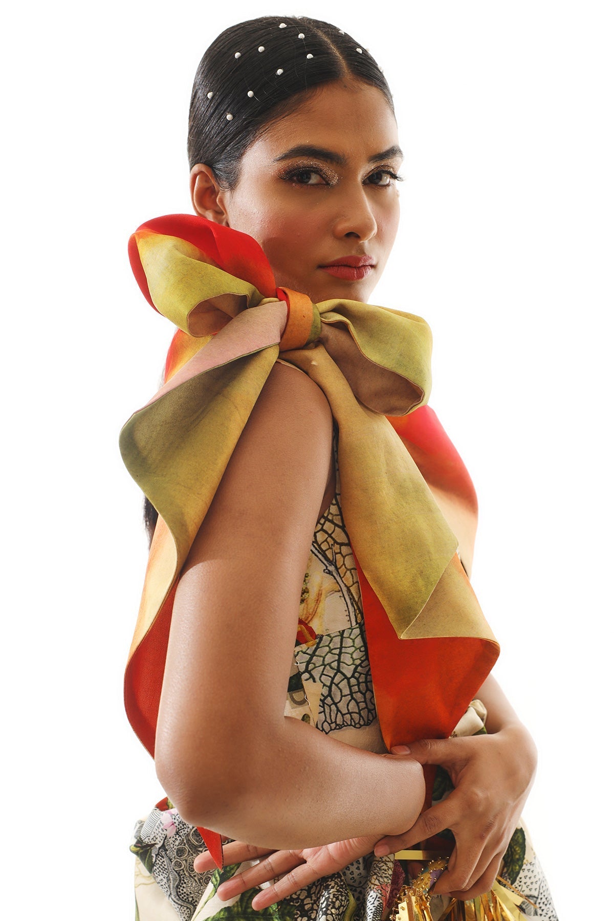 Prerna Mehra In One Shoulder Printed Bow Dress
