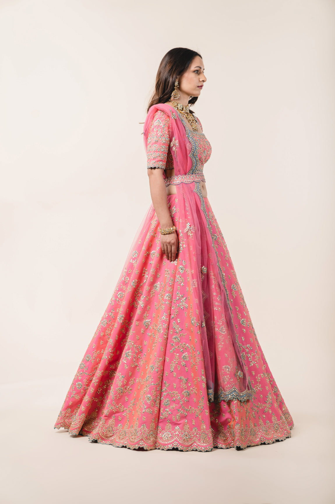 Candy Pink Taffeta Lehenga Choli