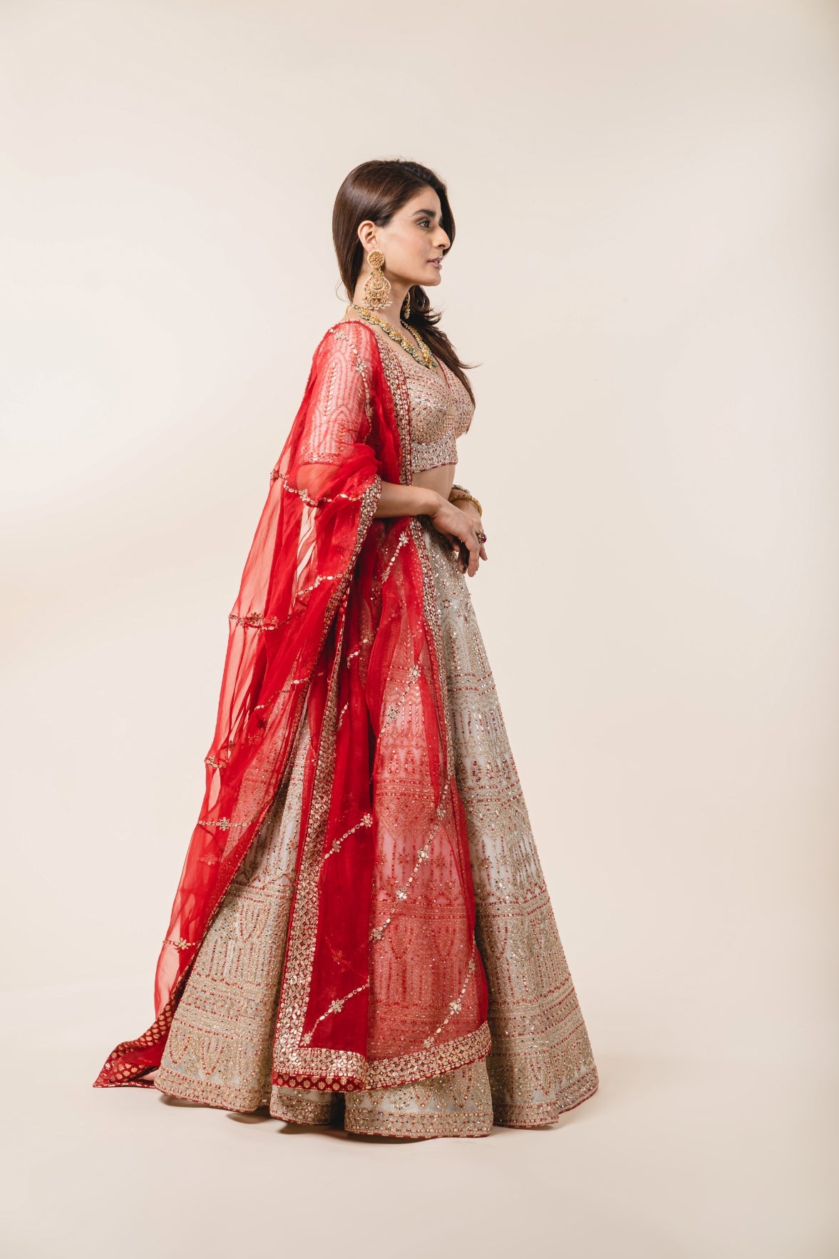 Ivory Organza Lehenga Choli Set