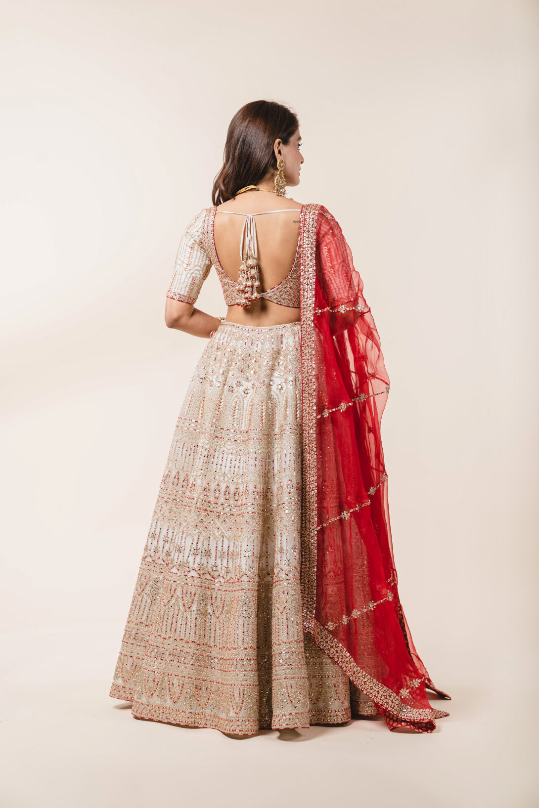 Ivory Organza Lehenga Choli Set