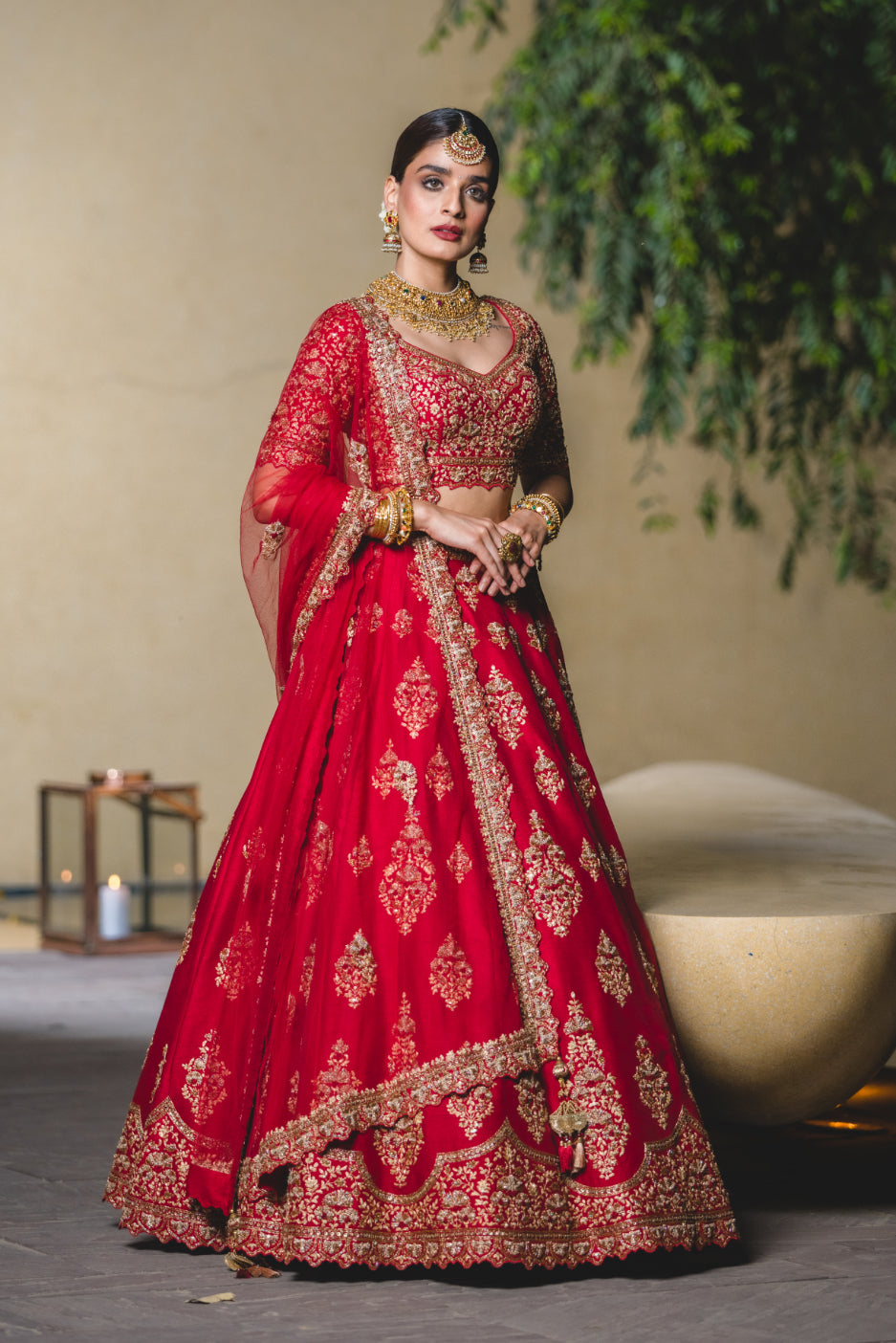 Crimson Silk Lehenga Choli Set