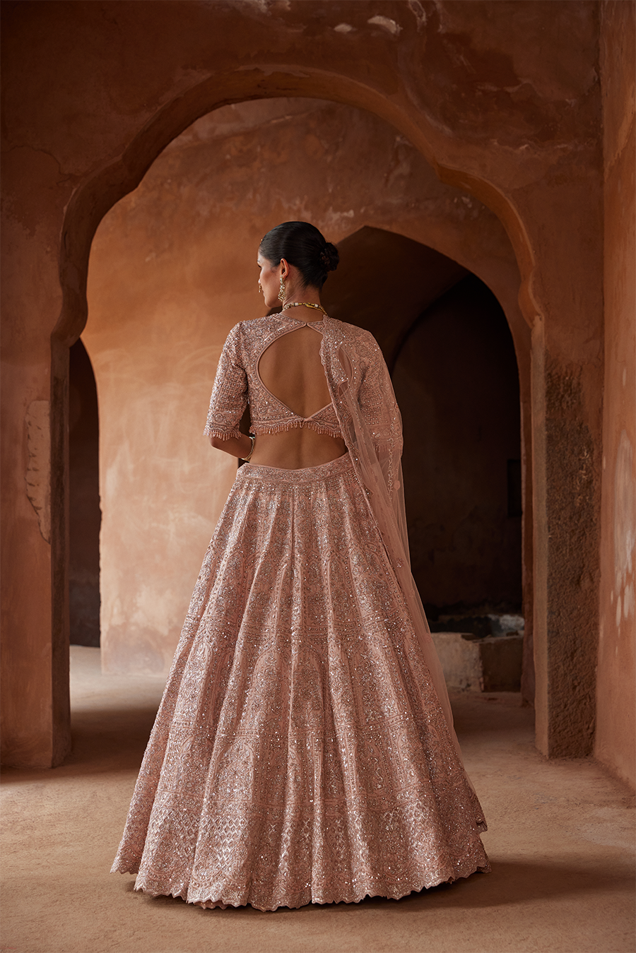 Blush Pink Raw Silk Lehenga Choli Set