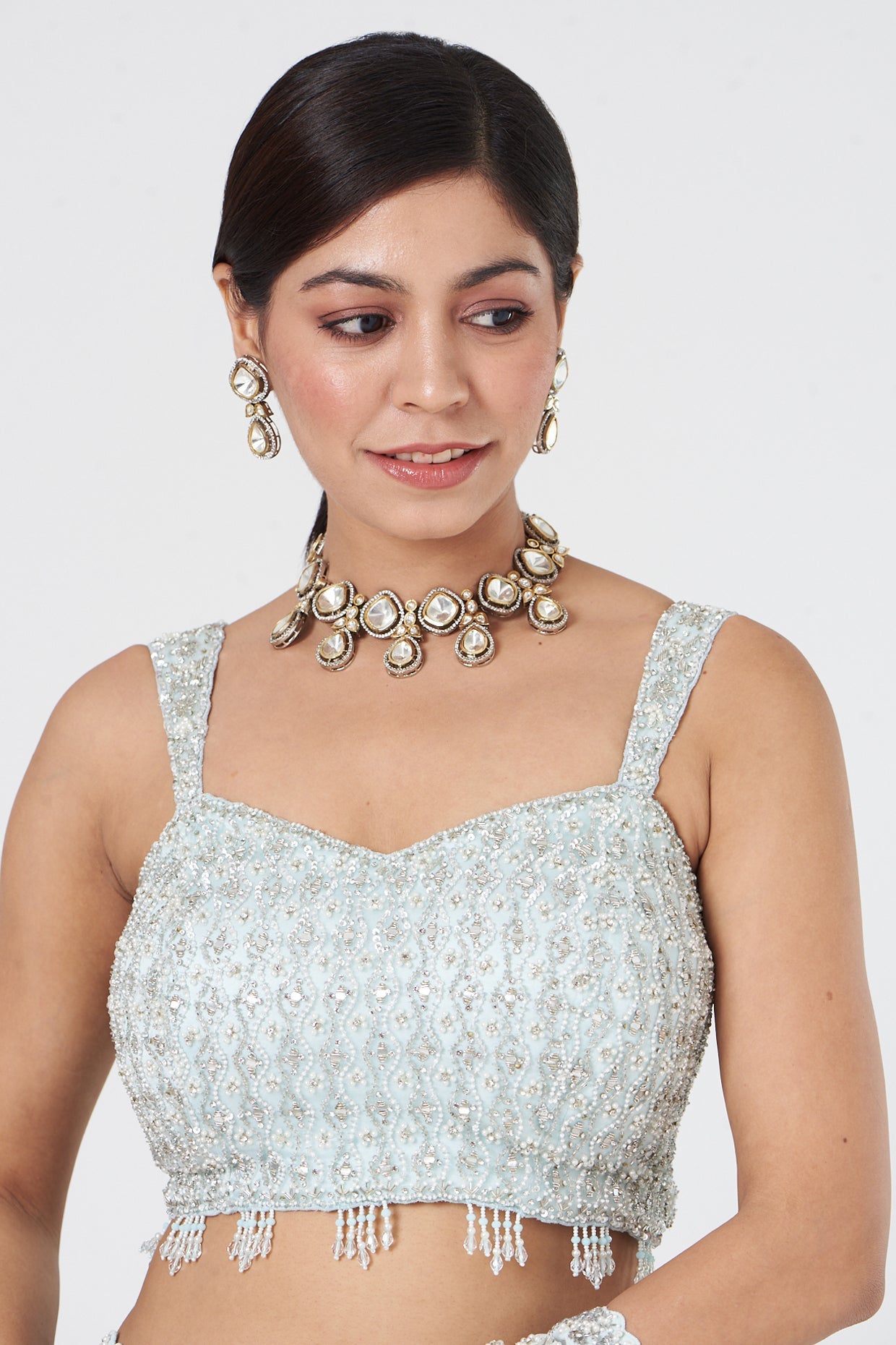 Aqua Blue Georgette Saree Blouse