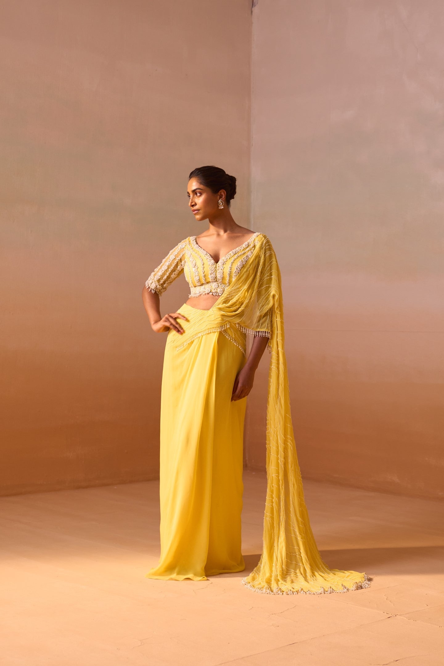 Yellow Georgette Saree