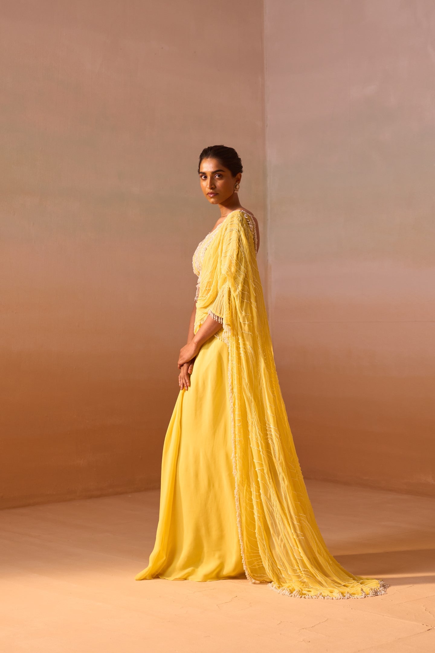 Yellow Georgette Saree