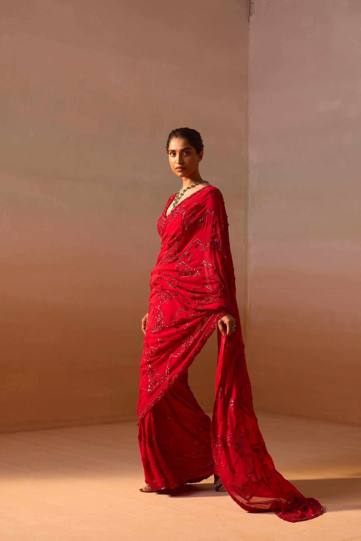 Red Heavy Georgette Saree