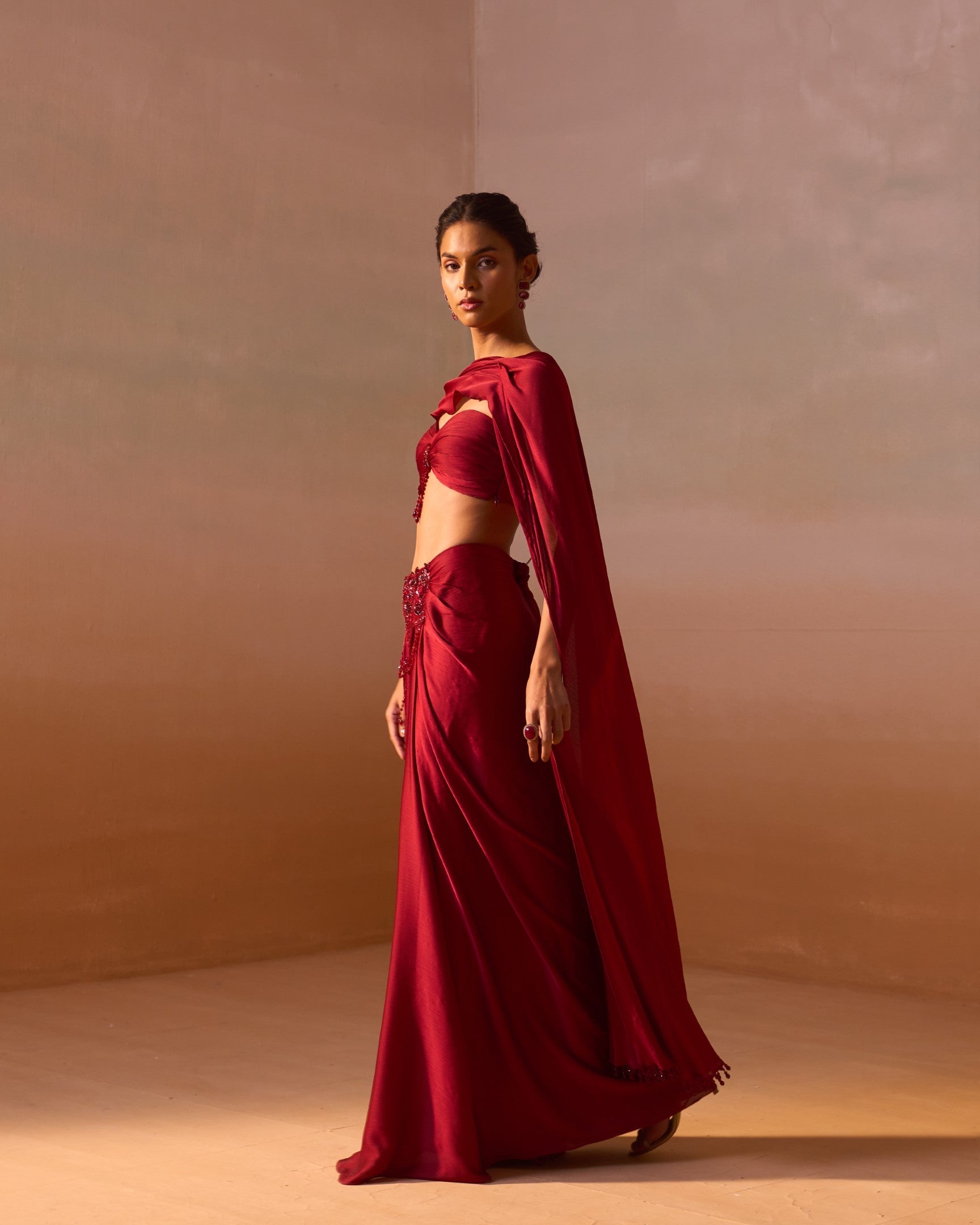 Maroon Draped Saree