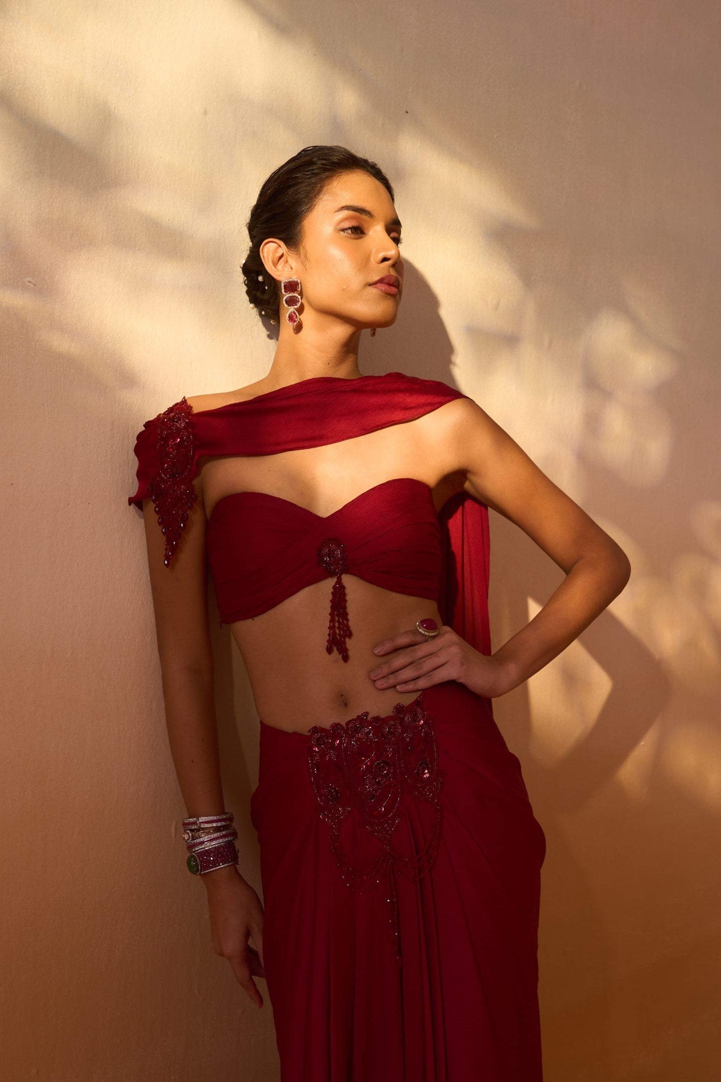 Maroon Draped Saree