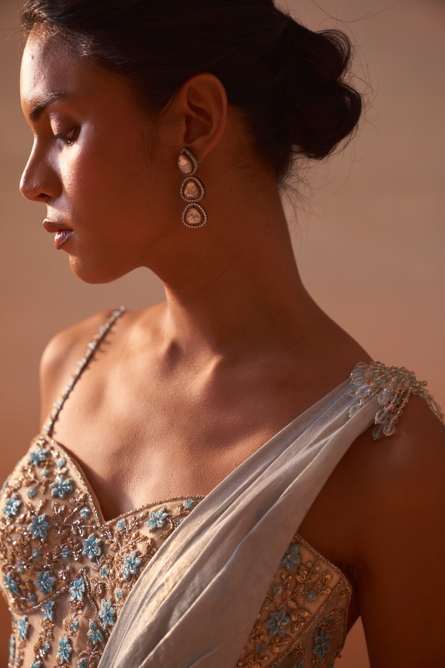 Powder Blue Draped Saree