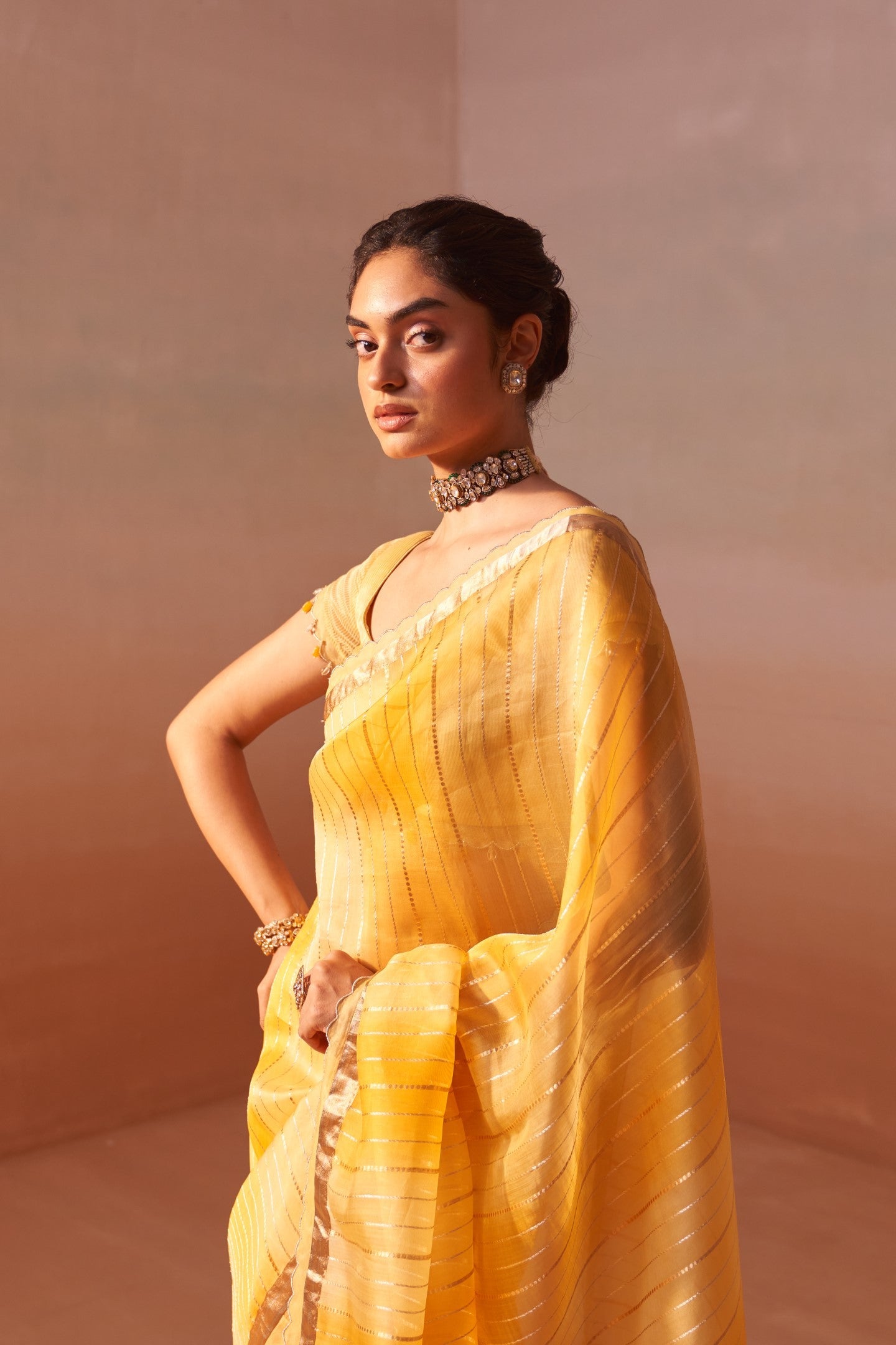 Yellow Organza Saree