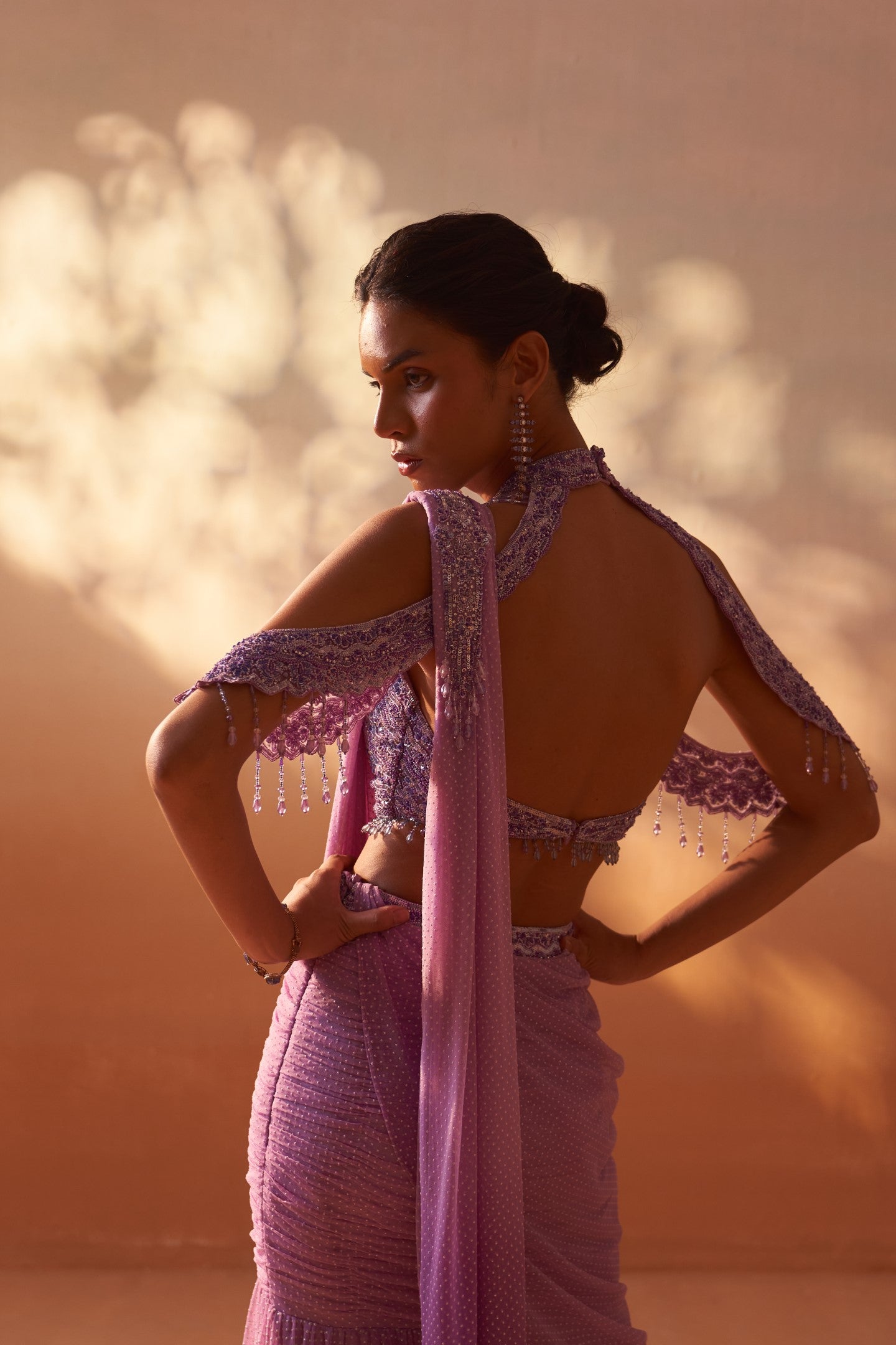 Lilac Fishtail Draped Saree