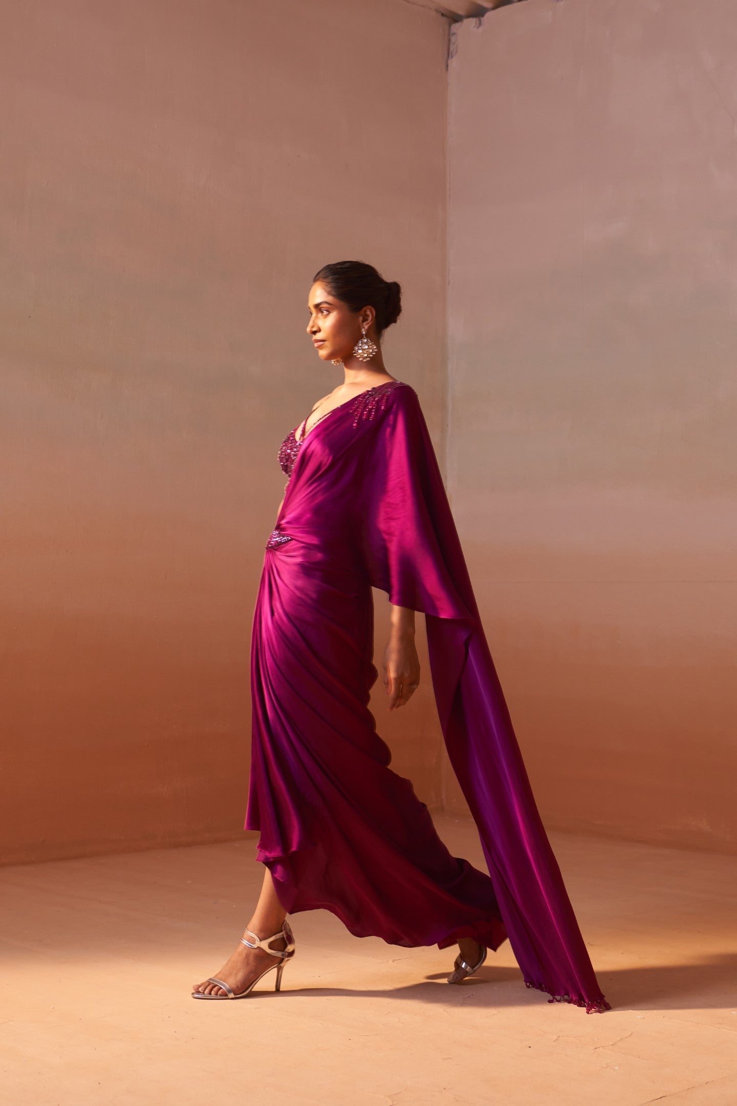 Purple Draped Saree