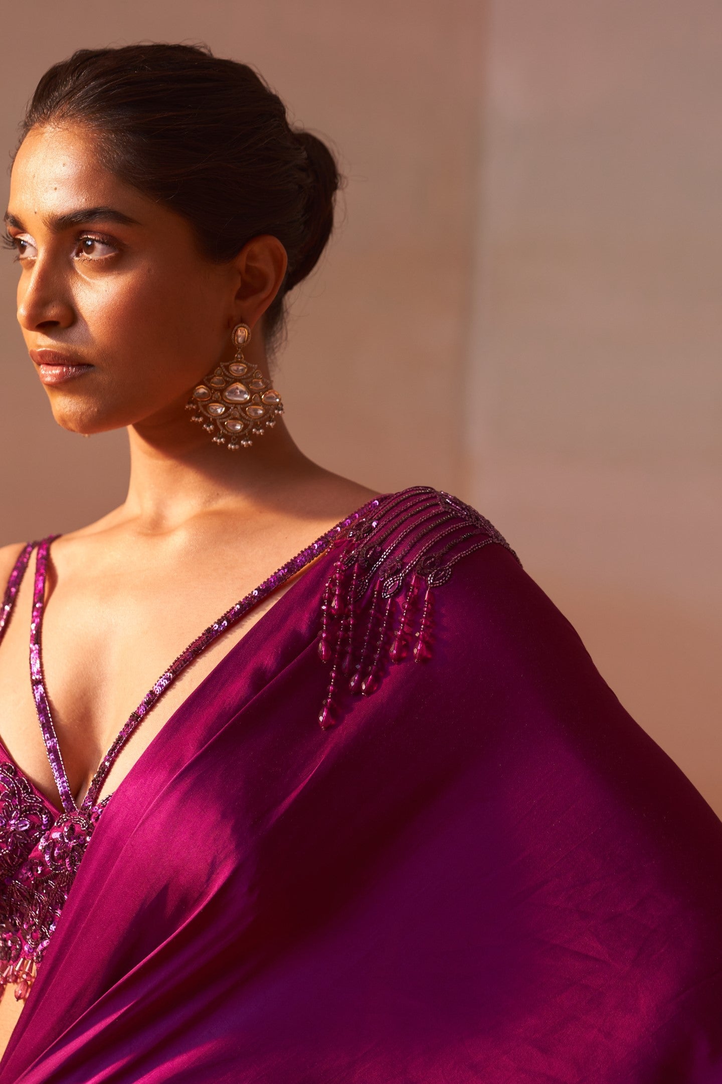 Purple Draped Saree