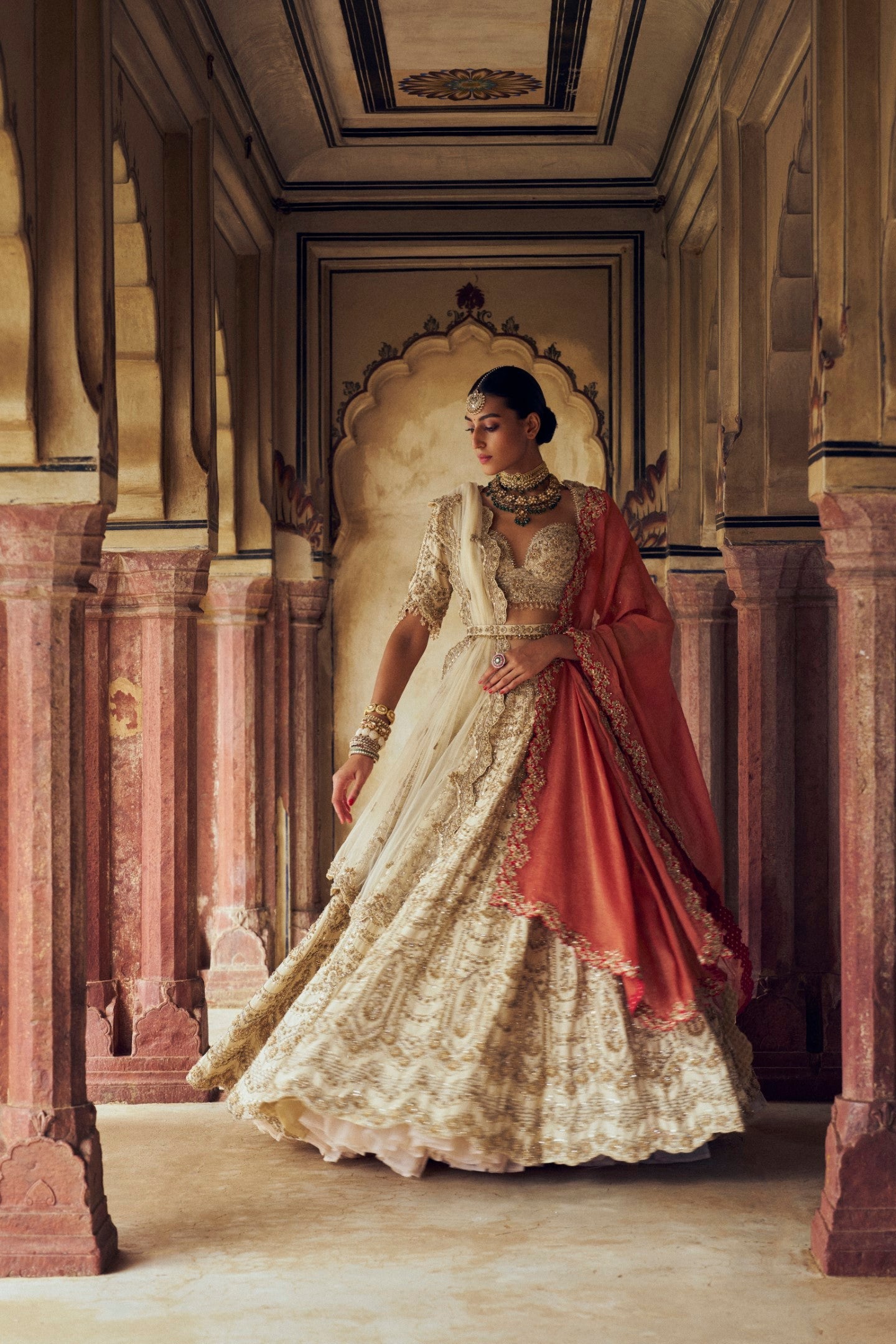 Gold Raw Silk Lehenga Choli With A Net Dupatta