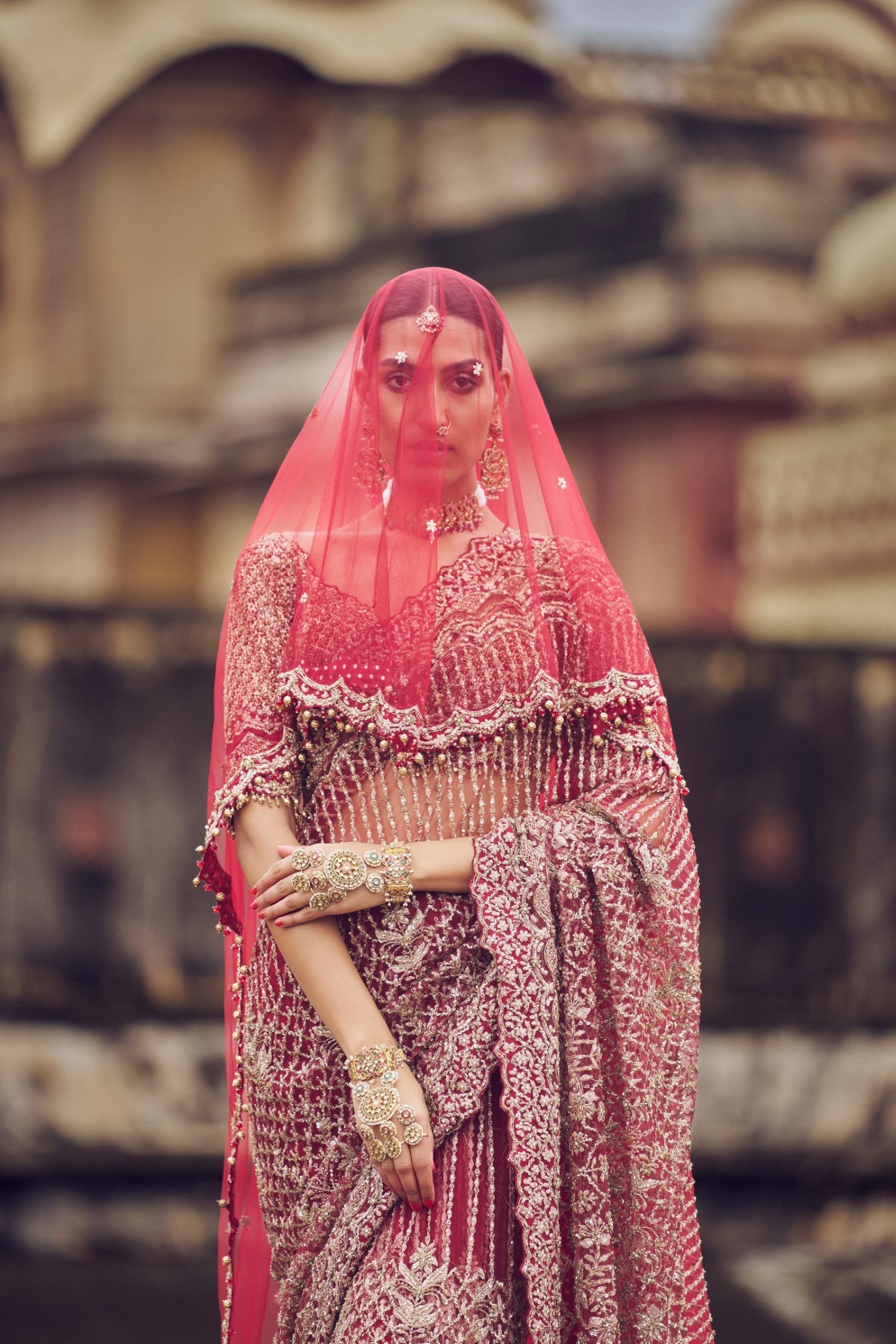 Maroon Net Embroidered Saree Blouse With Petticoat