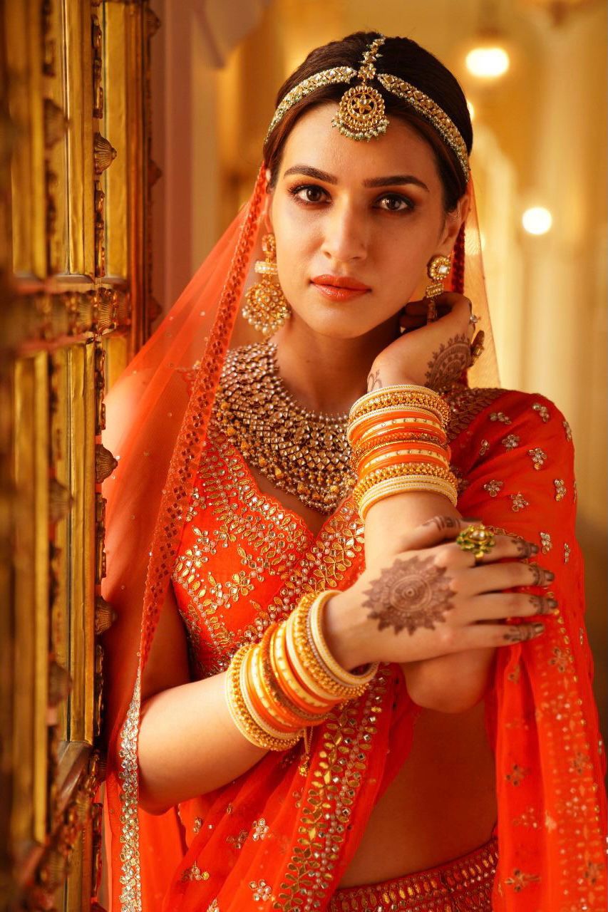 Kriti Sanon In Burnt Orange Gota Patti Lehenga Set