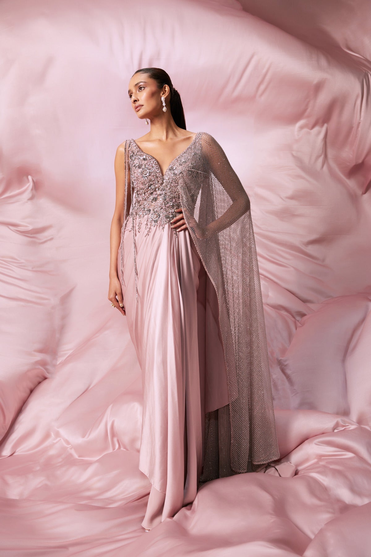 Rose Roop Design Le Rose Drape Gown – Roop's Couture
