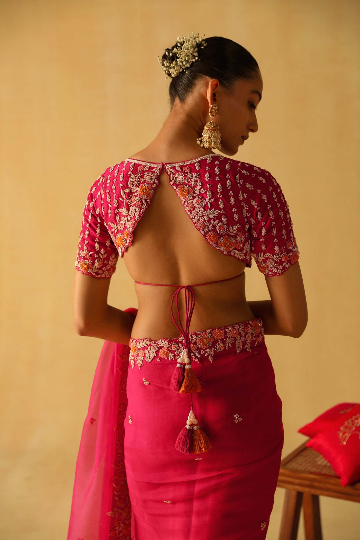 Afsa - Rani Hotpink Saree Set