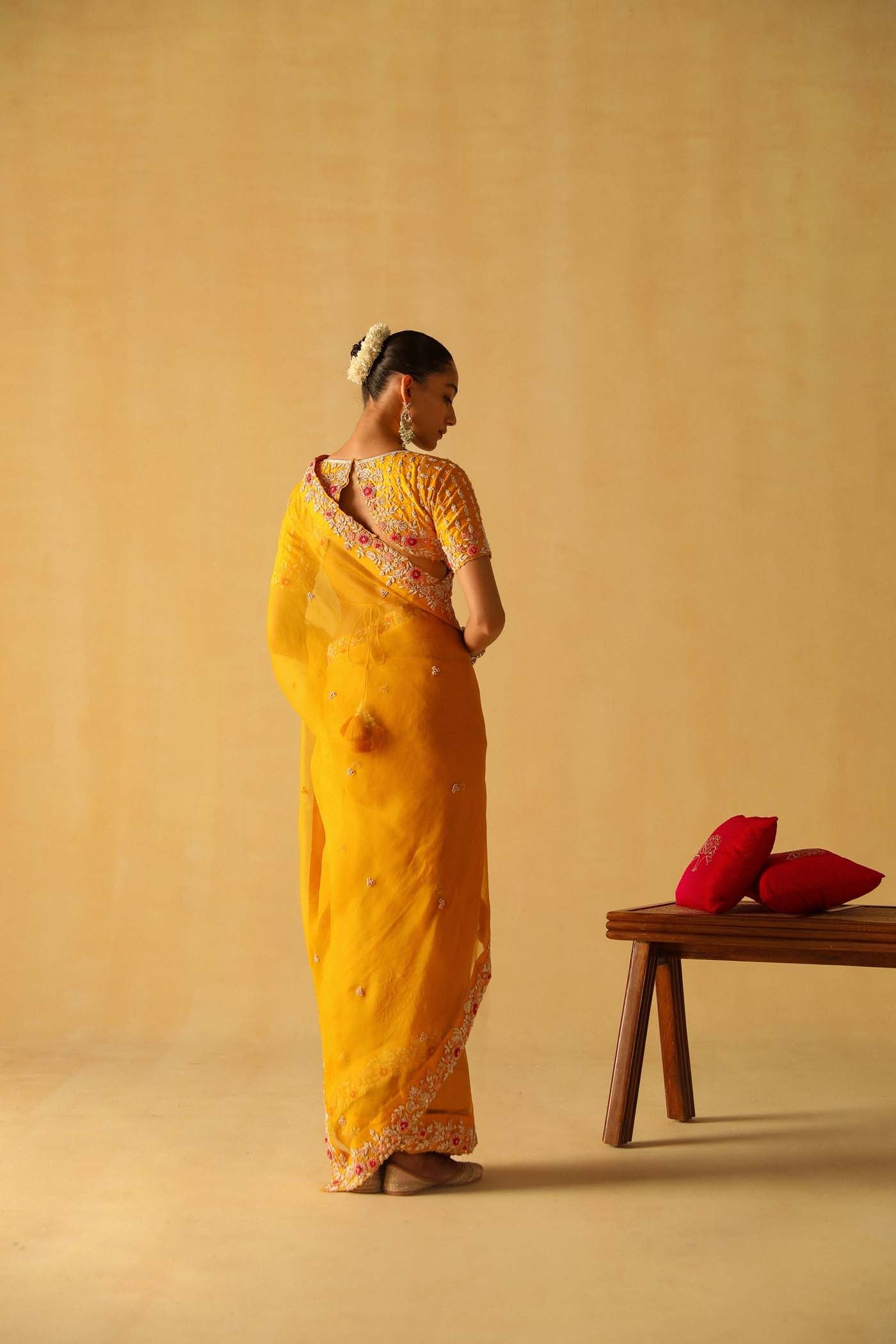 Afsa - Heirloom Mustard Saree Set