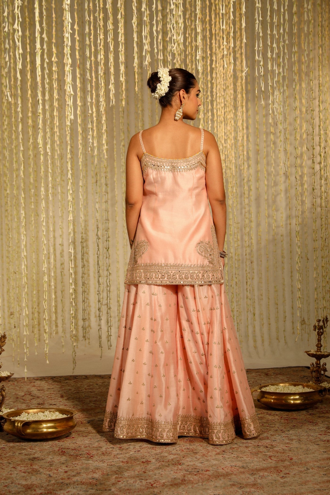 Aabroo - Rosepink Short Kurta With Sharara And Dupatta
