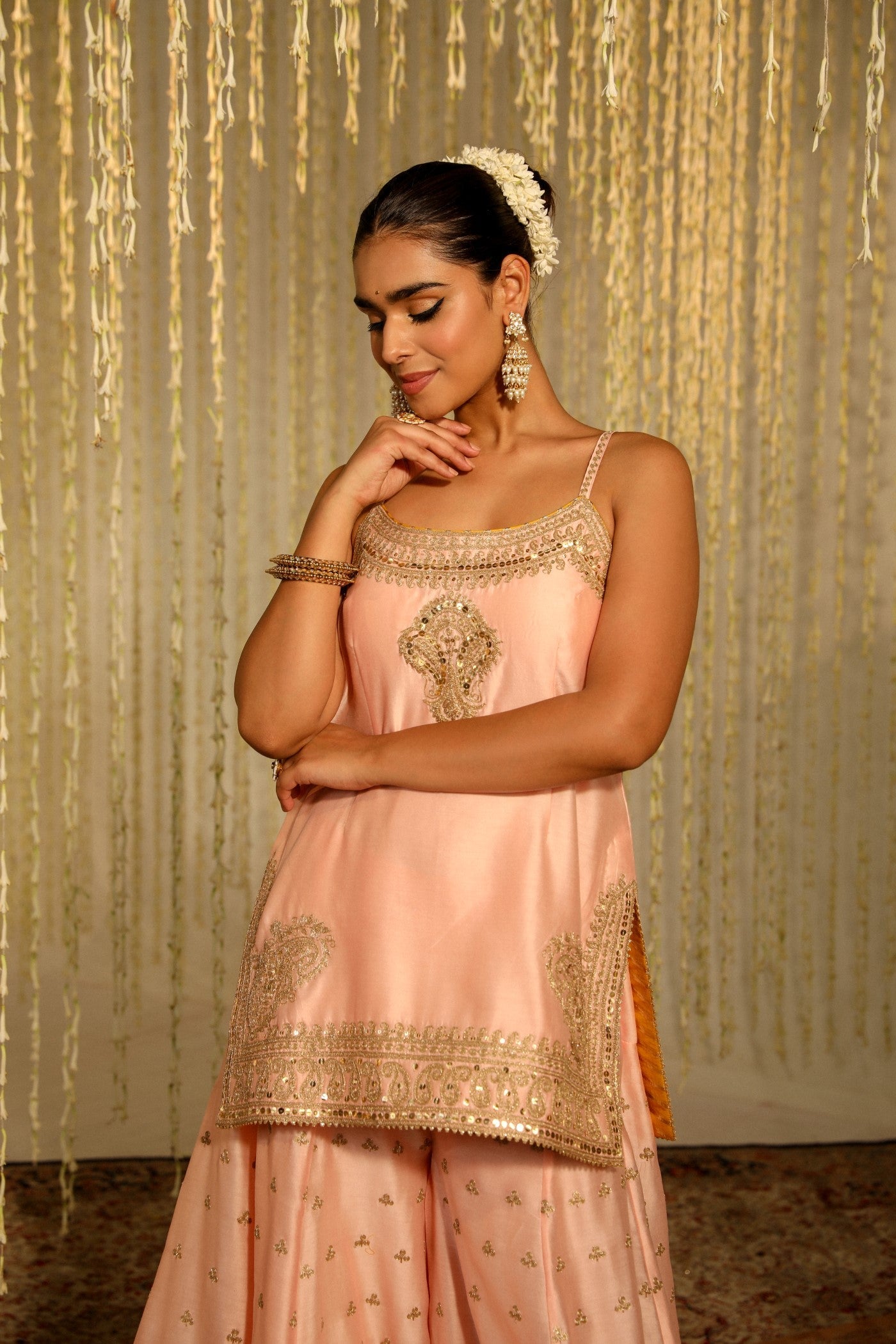 Aabroo - Rosepink Short Kurta With Sharara And Dupatta