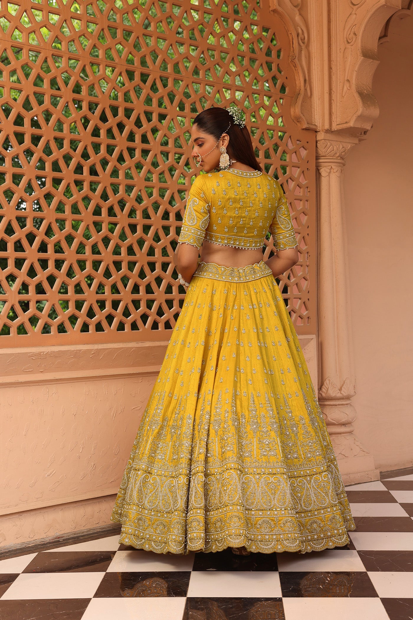 Uzma - Heirloom Mustard Lehenga With Blouse And Dupatta