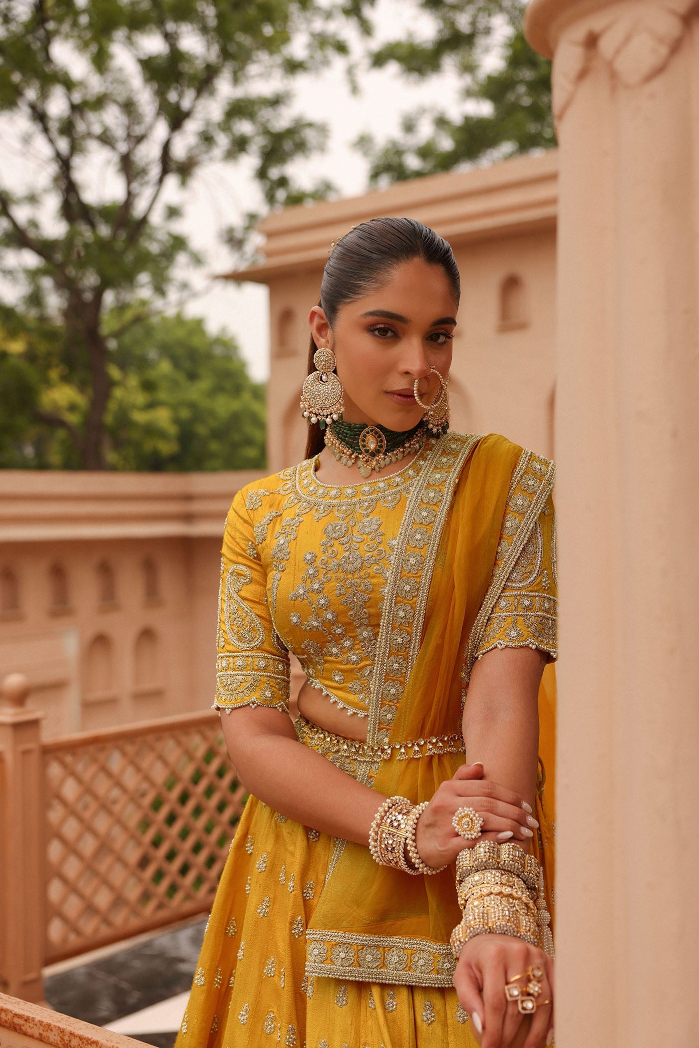 Uzma - Heirloom Mustard Lehenga With Blouse And Dupatta