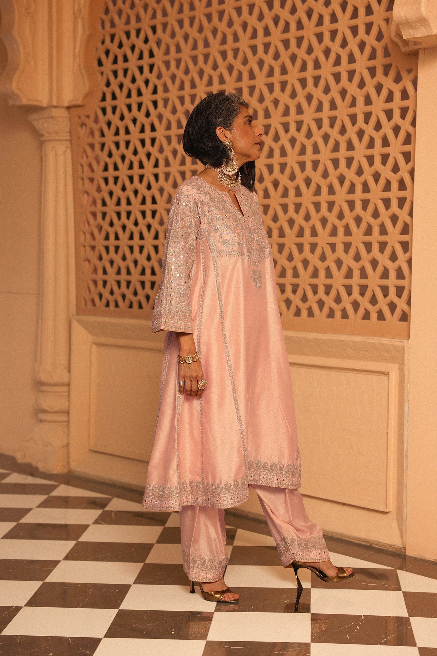 Aiman - Short Knee Length Choga With Salwar
