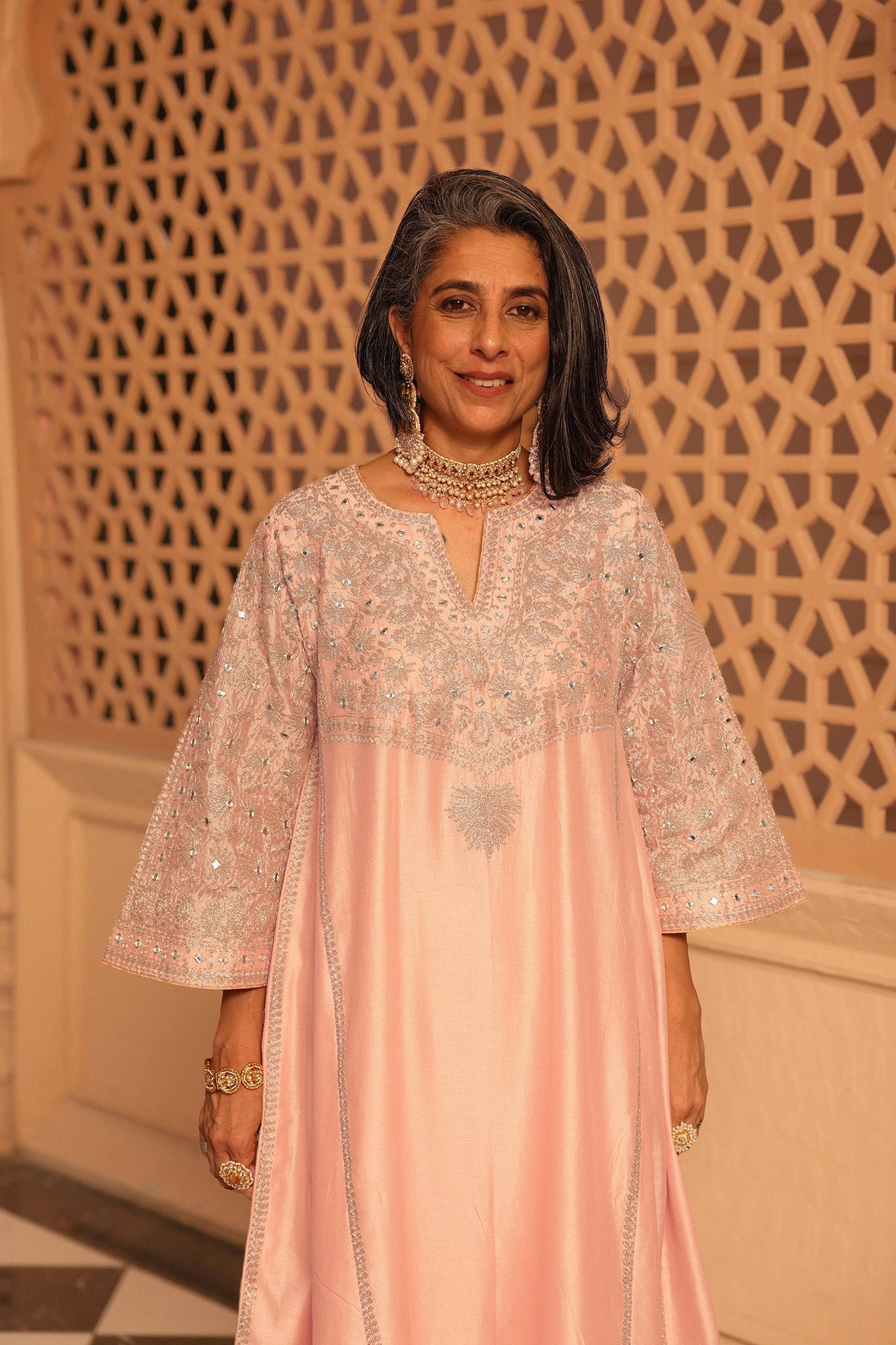 Aiman - Short Knee Length Choga With Salwar And Odhni