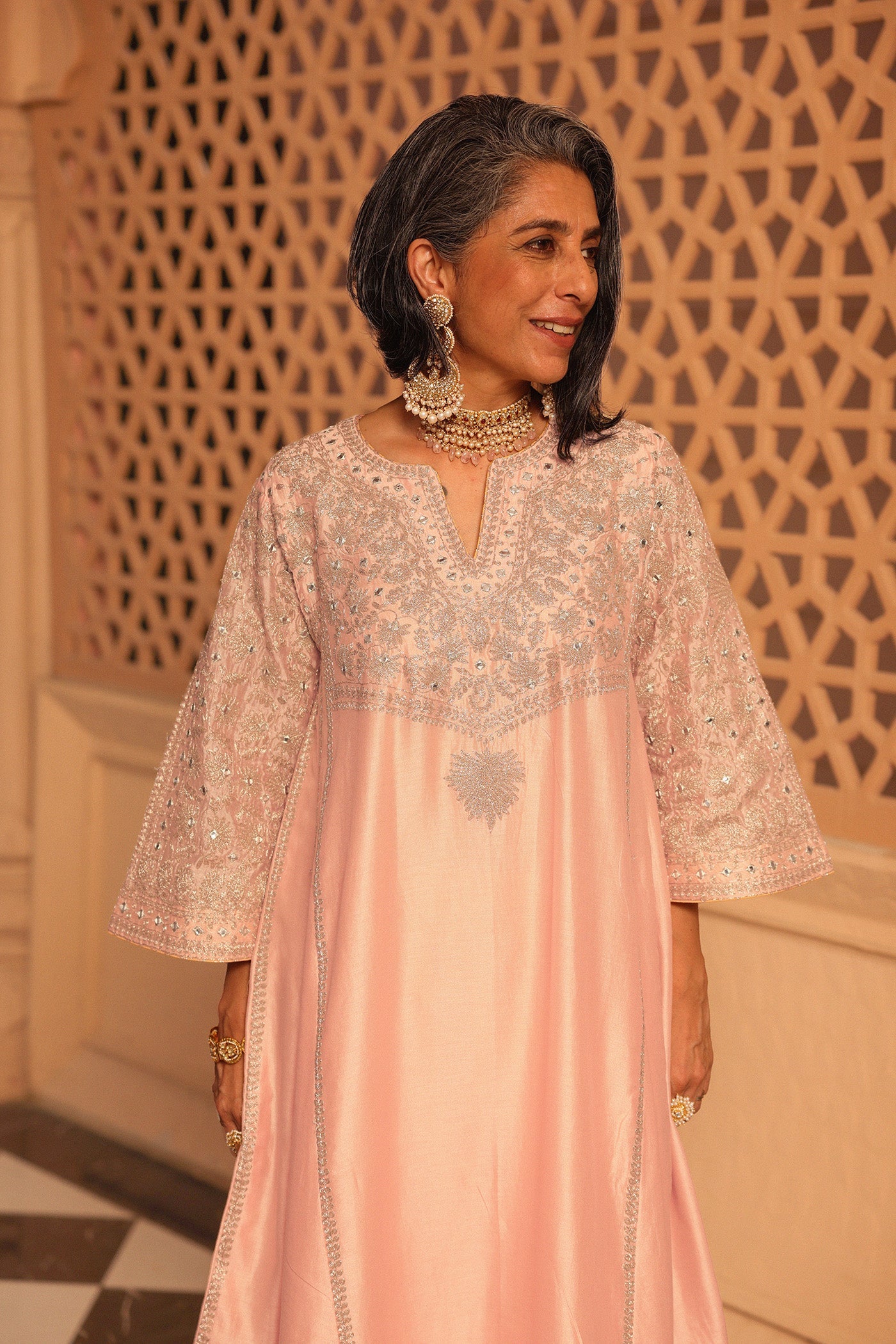 Aiman - Short Knee Length Choga With Salwar And Odhni