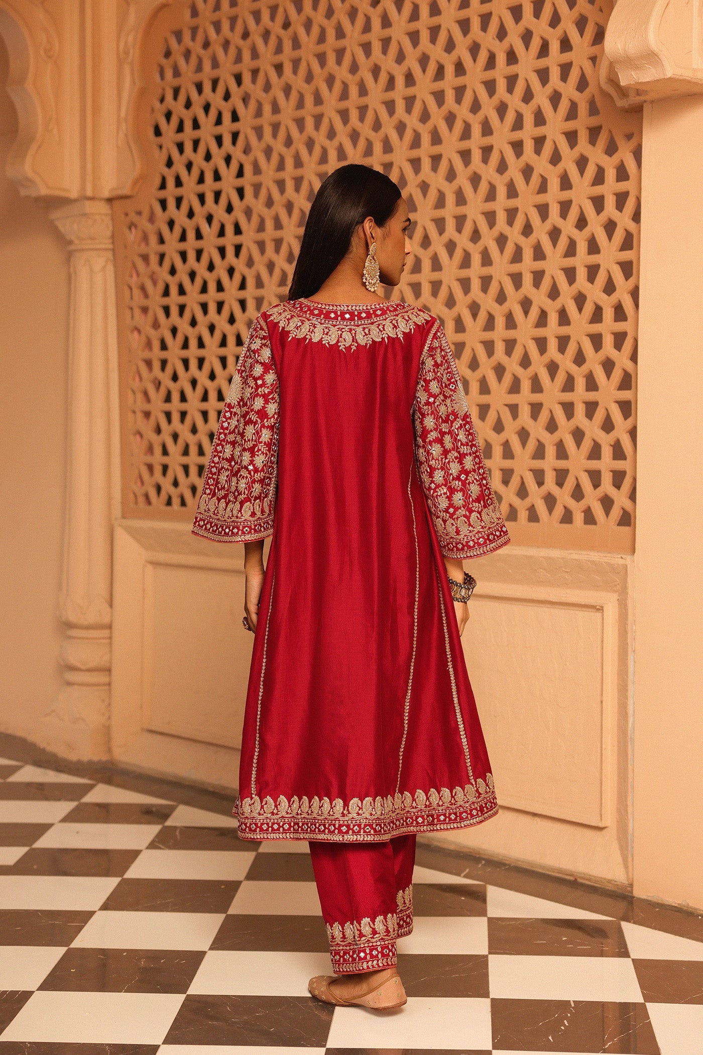 Aiman - Short Knee Length Choga With Salwar