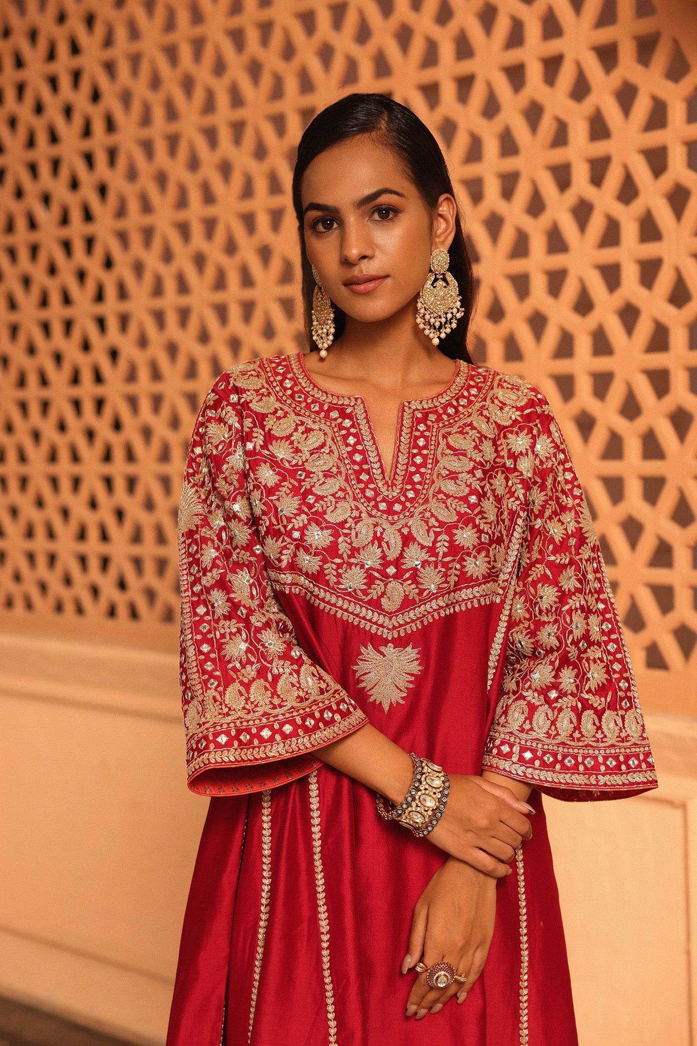 Aiman - Short Knee Length Choga With Salwar