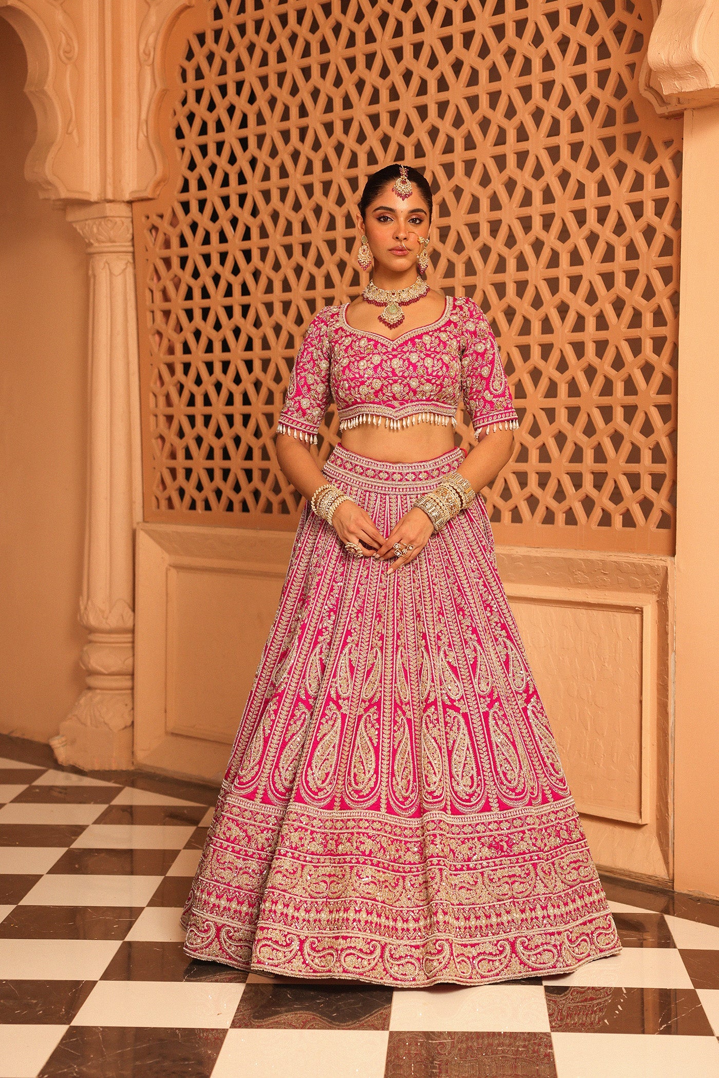Inaya - Rani Hotpink Lehenga With Blouse And Dupatta