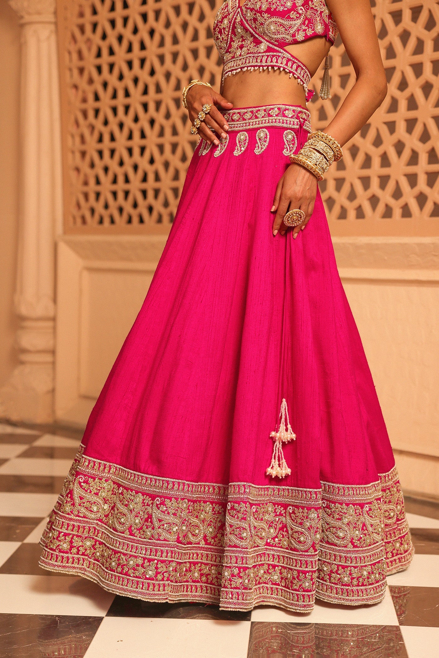 Ilma - Rani Hotpink Lehenga With Blouse And Dupatta