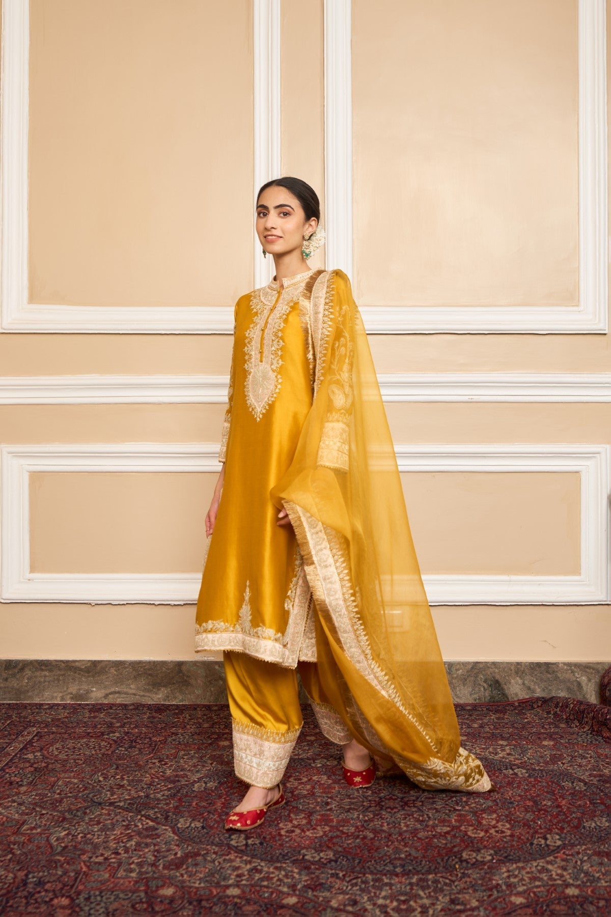 Rubina Dilaik In Resham - Glaze Mustard Short Kurta With Salwar And Dupatta