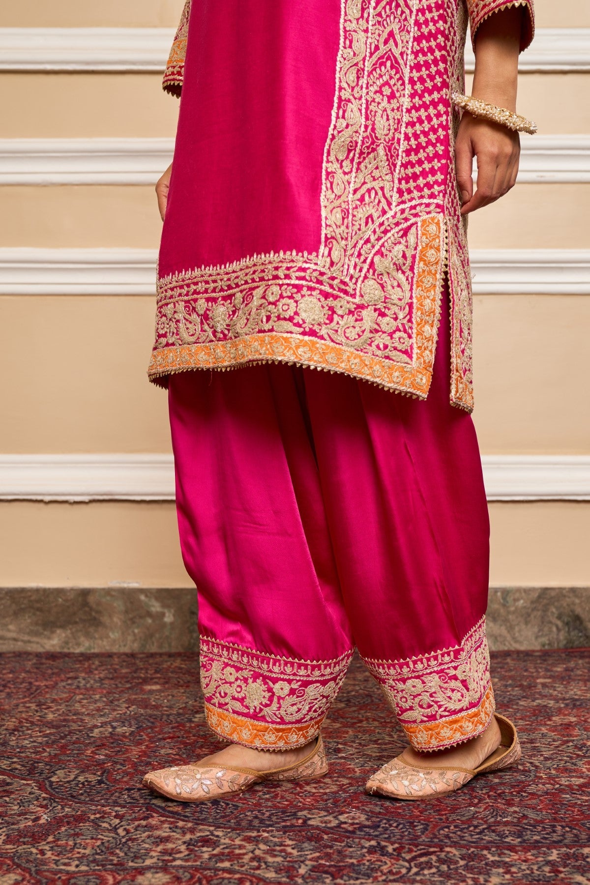 Naayaab - Rani Hotpink Short Kurta With Salwar And Dupatta