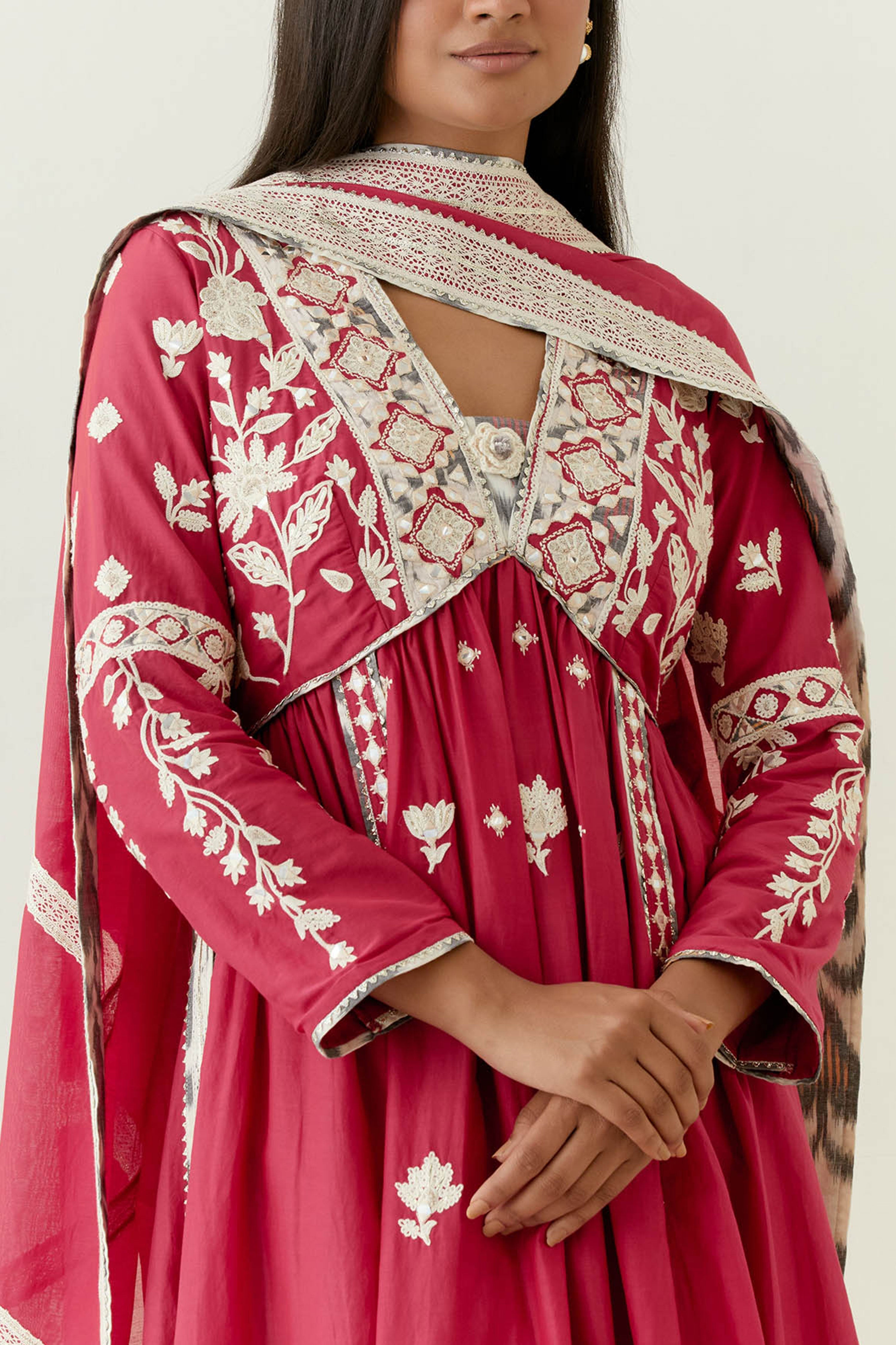 Meher V Neck Long Kurta With Flared Pants