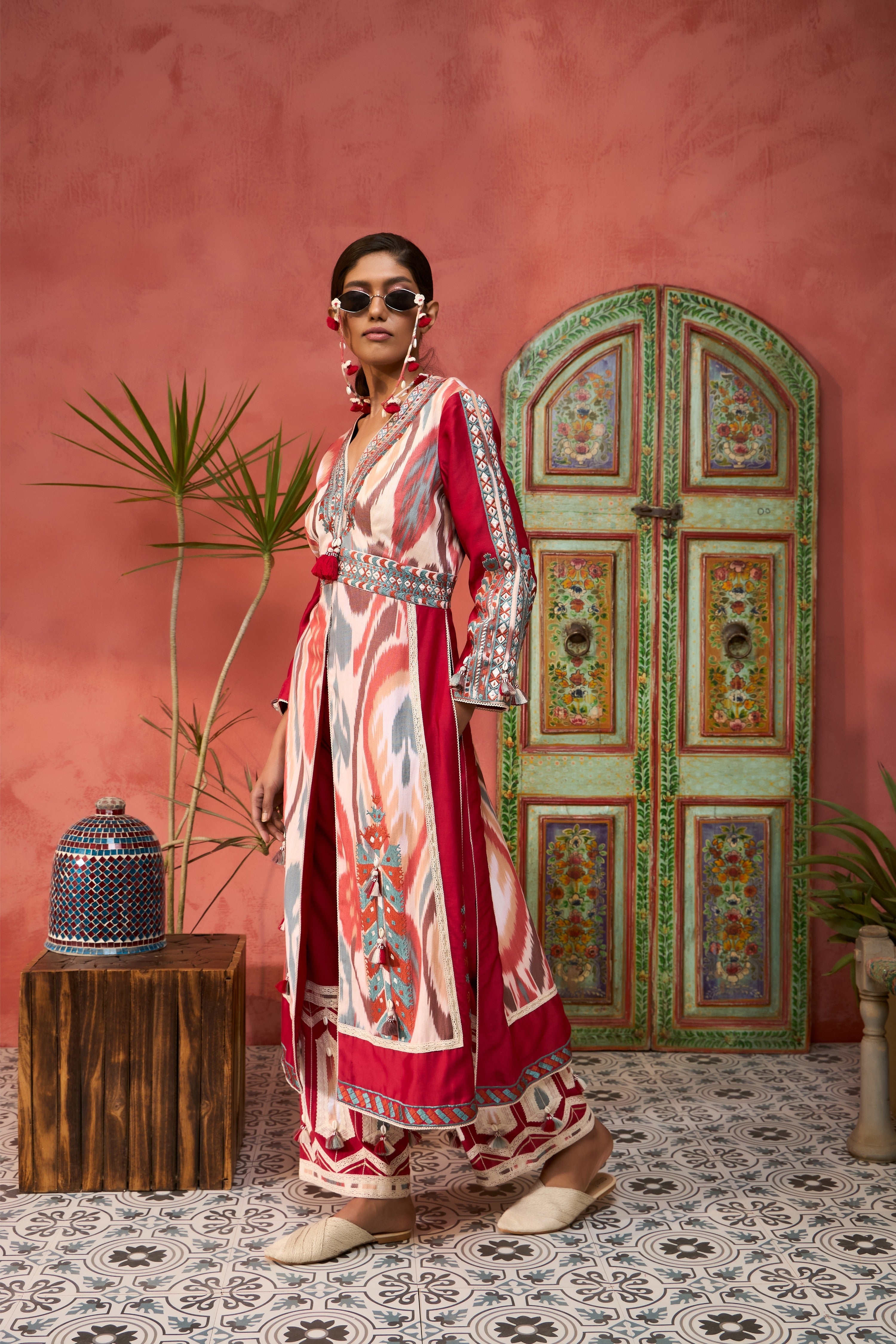 Ikat Baloch Front-Open With Pants