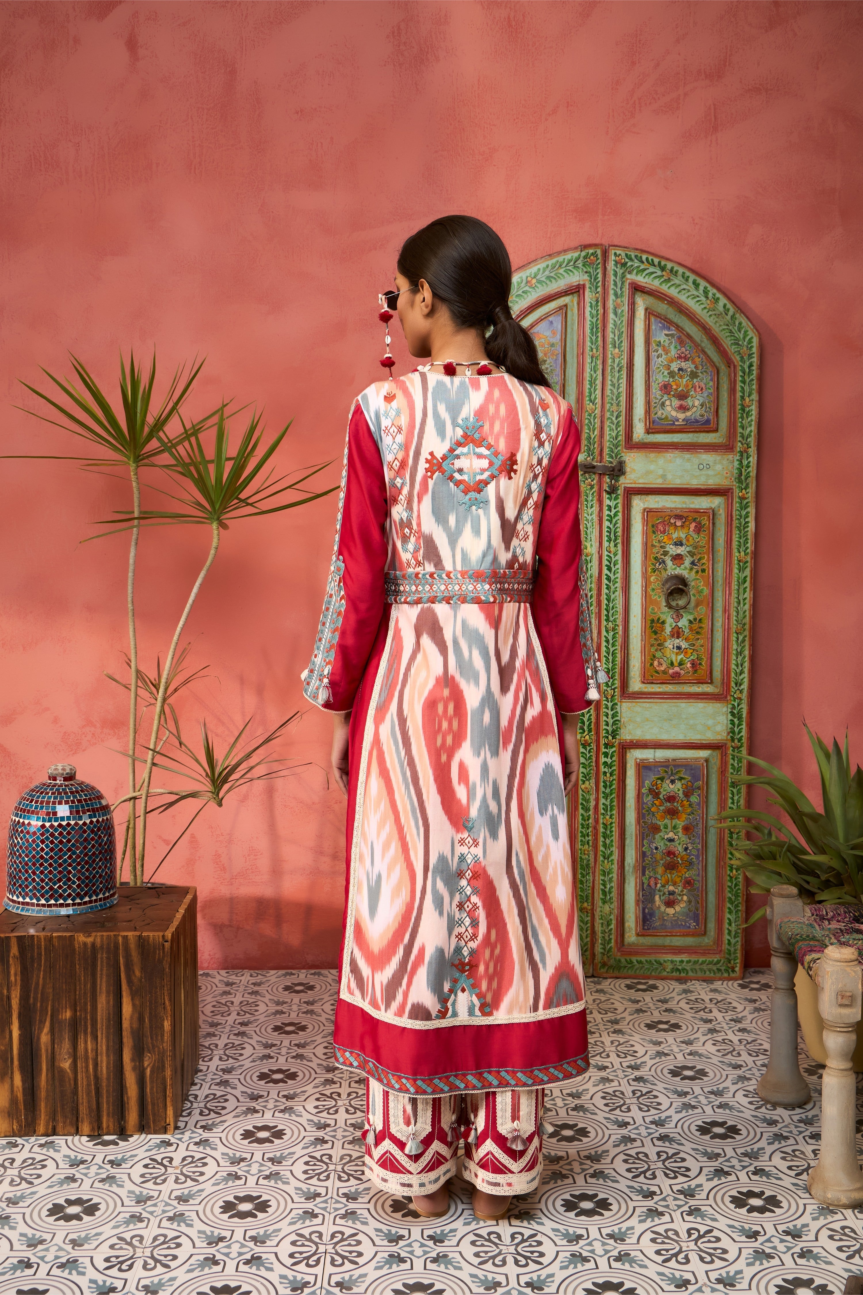 Ikat Baloch Front-Open With Pants