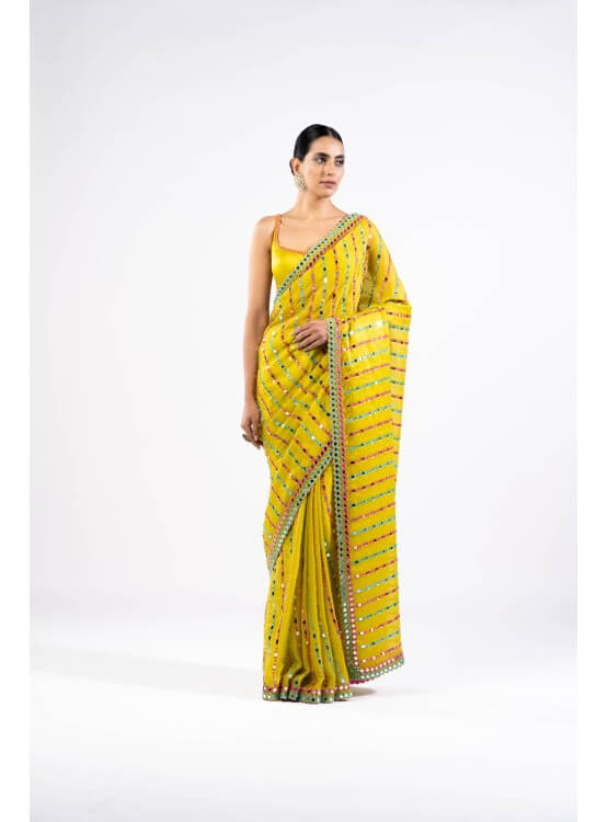 Vvani Vats,VASS SR 2302,Moss Green Mirror Saree