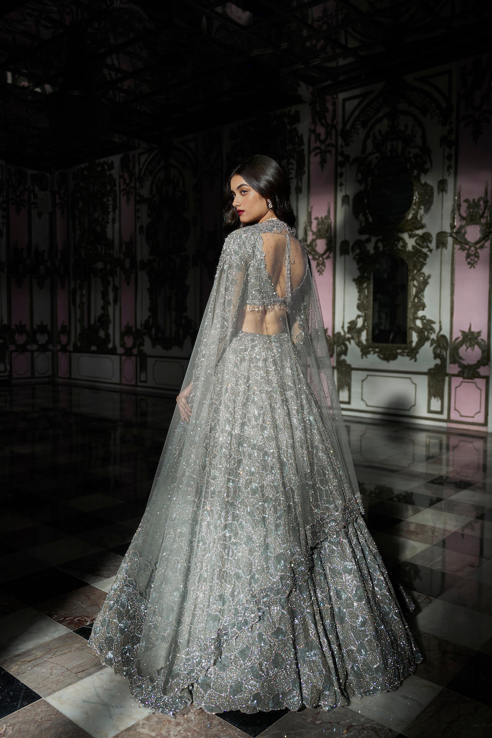 Silver Abstract Lehenga Set