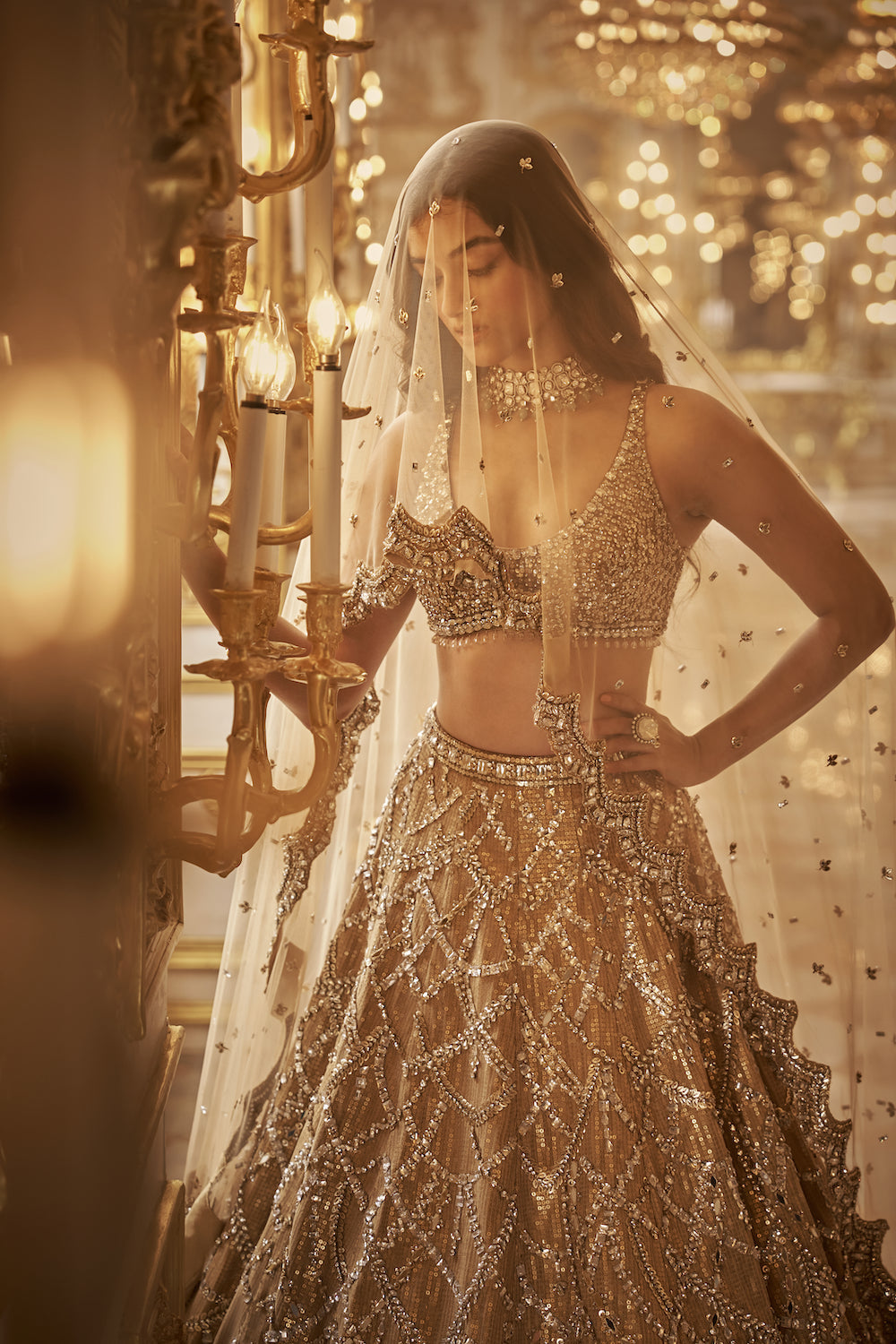 Gold Chandelier Lehenga Set