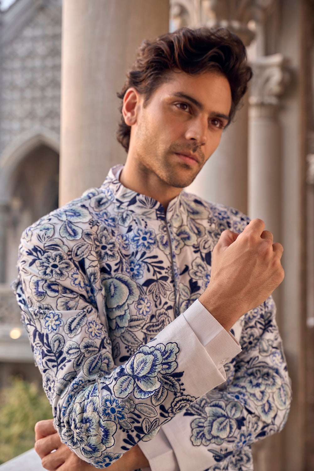 Indigo Cut Work Sherwani Set