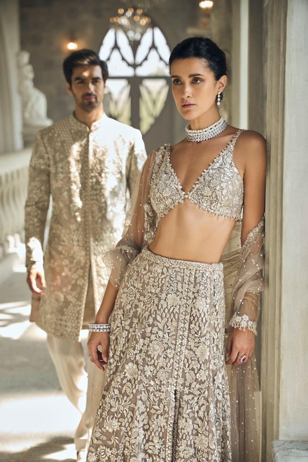 Greige Sherwani Set