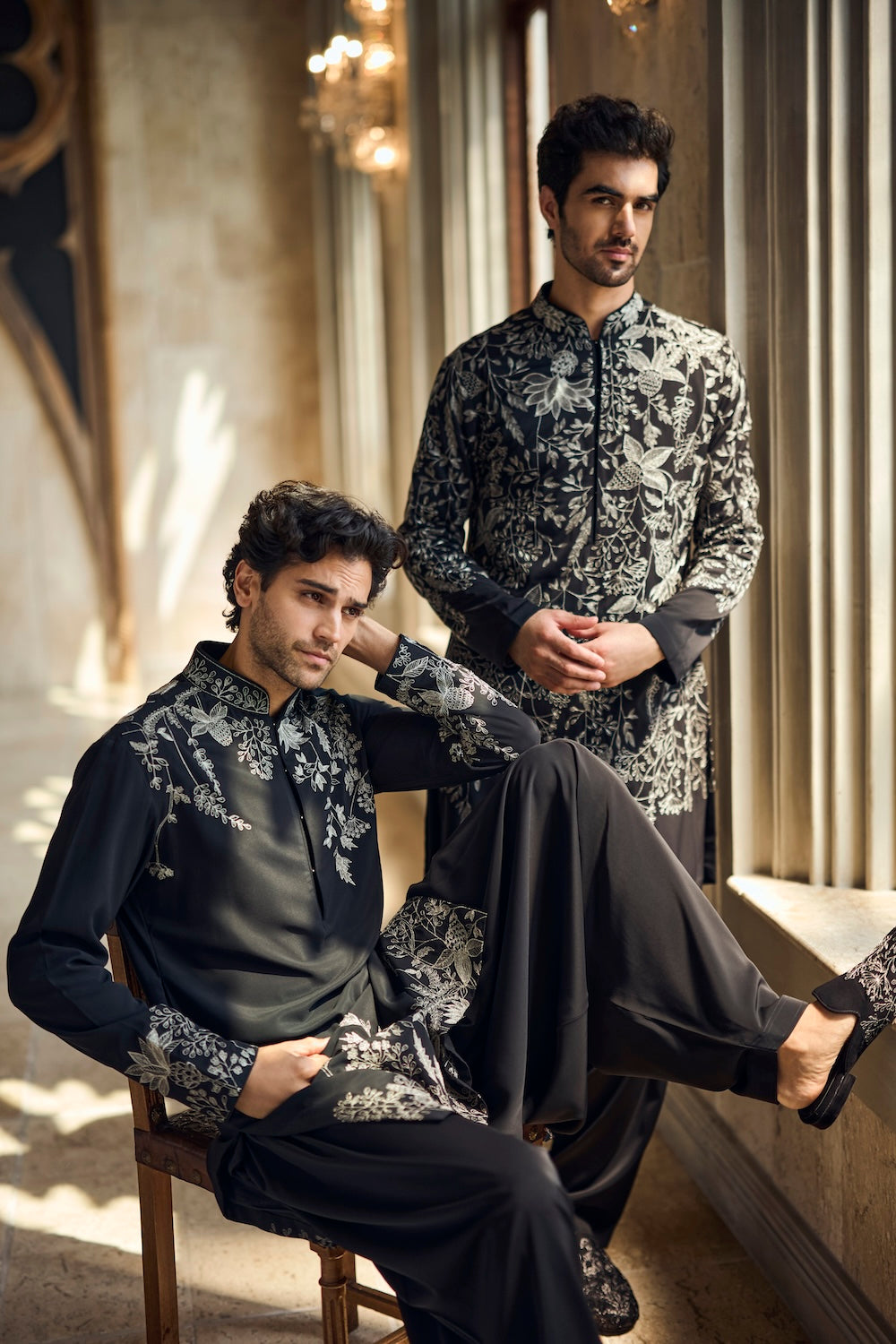 Black & Silver Zari Kurta Set