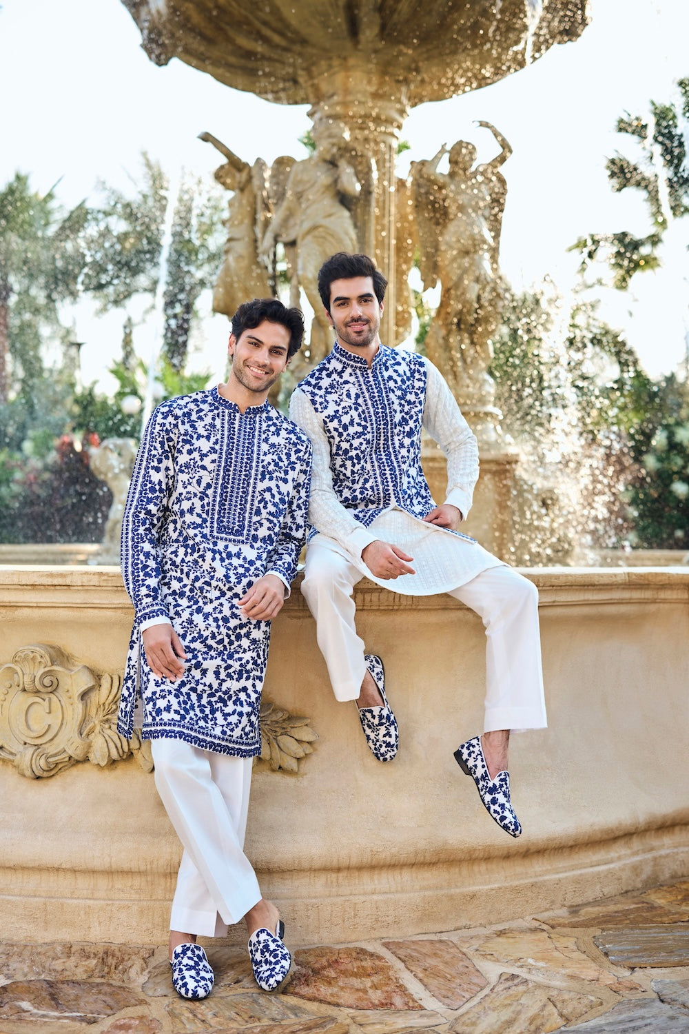 Blue Thread Work Bundi Set