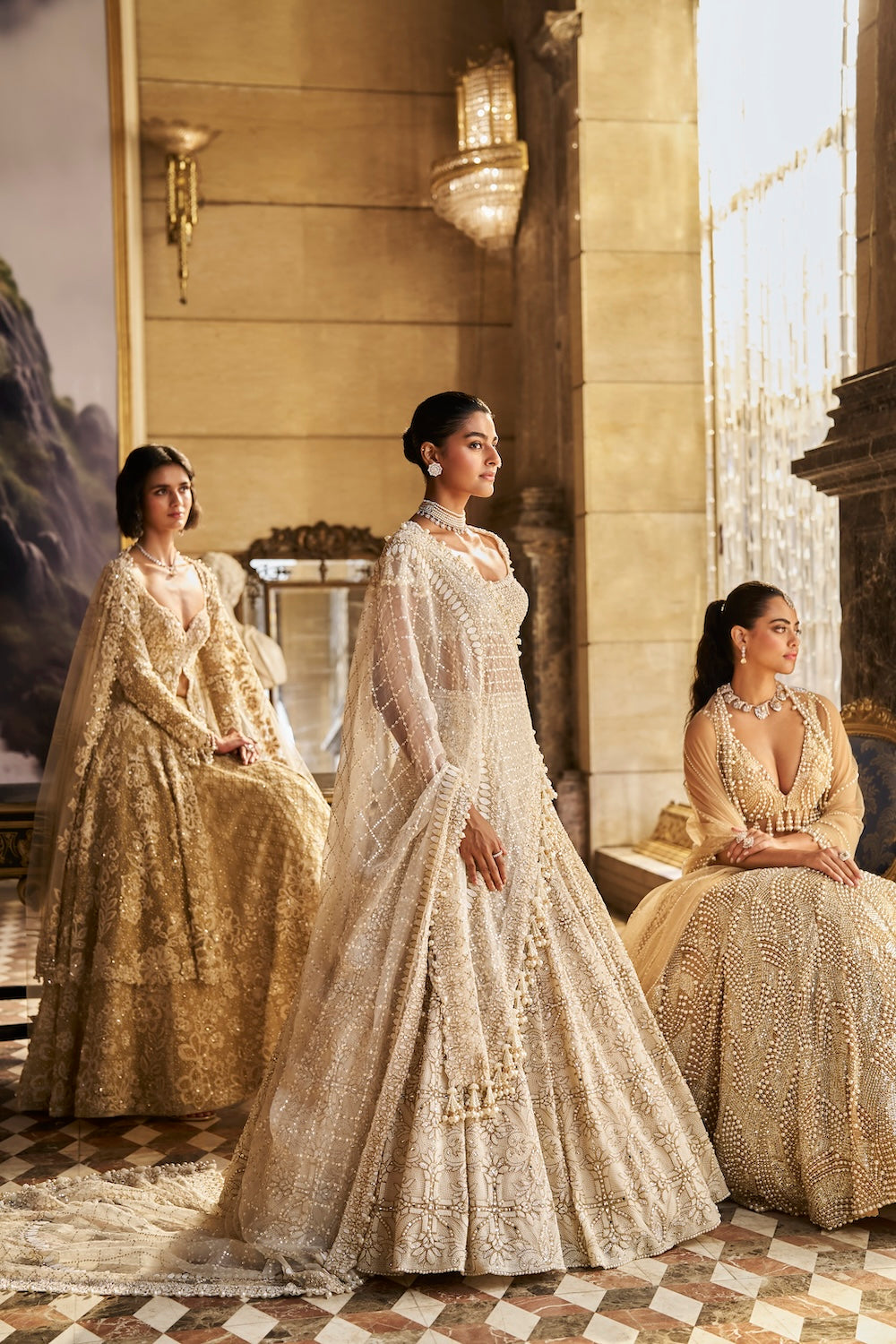 Cream Jacket Lehenga Set